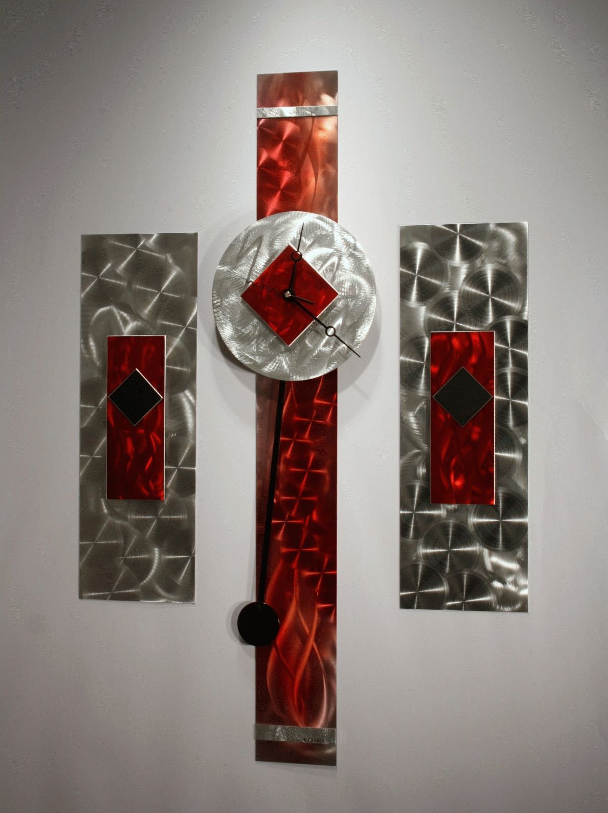 Metal Wall Art Sculpture Pendulum Clock Modern Abstract Decor Inside Most Current Abstract Wall Art With Clock (View 1 of 20)