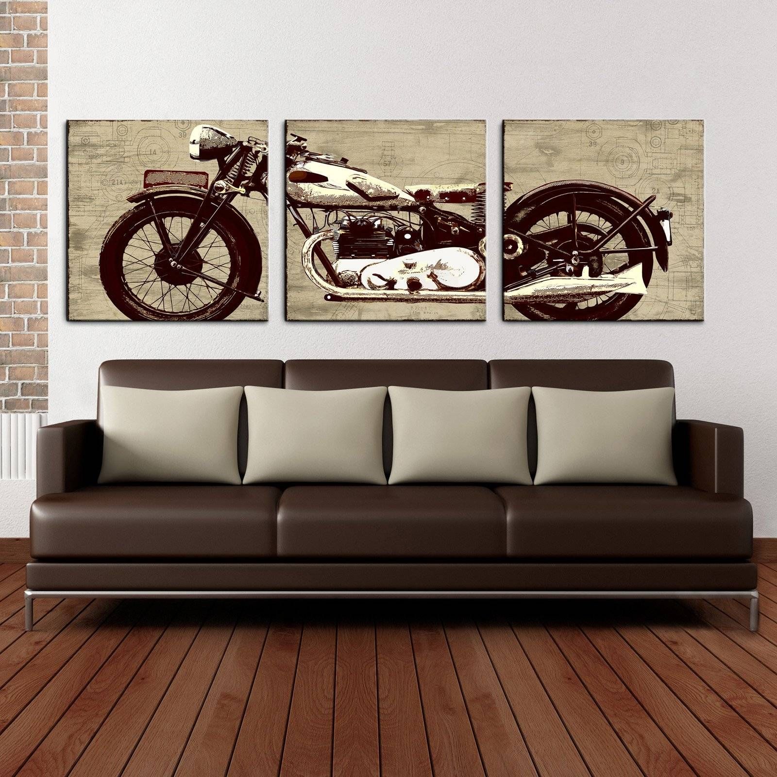 Motorcycle 24 X 72 Canvas Art Print Triptych | Hayneedle For Current Triptych Art For Sale (Gallery 19 of 20)