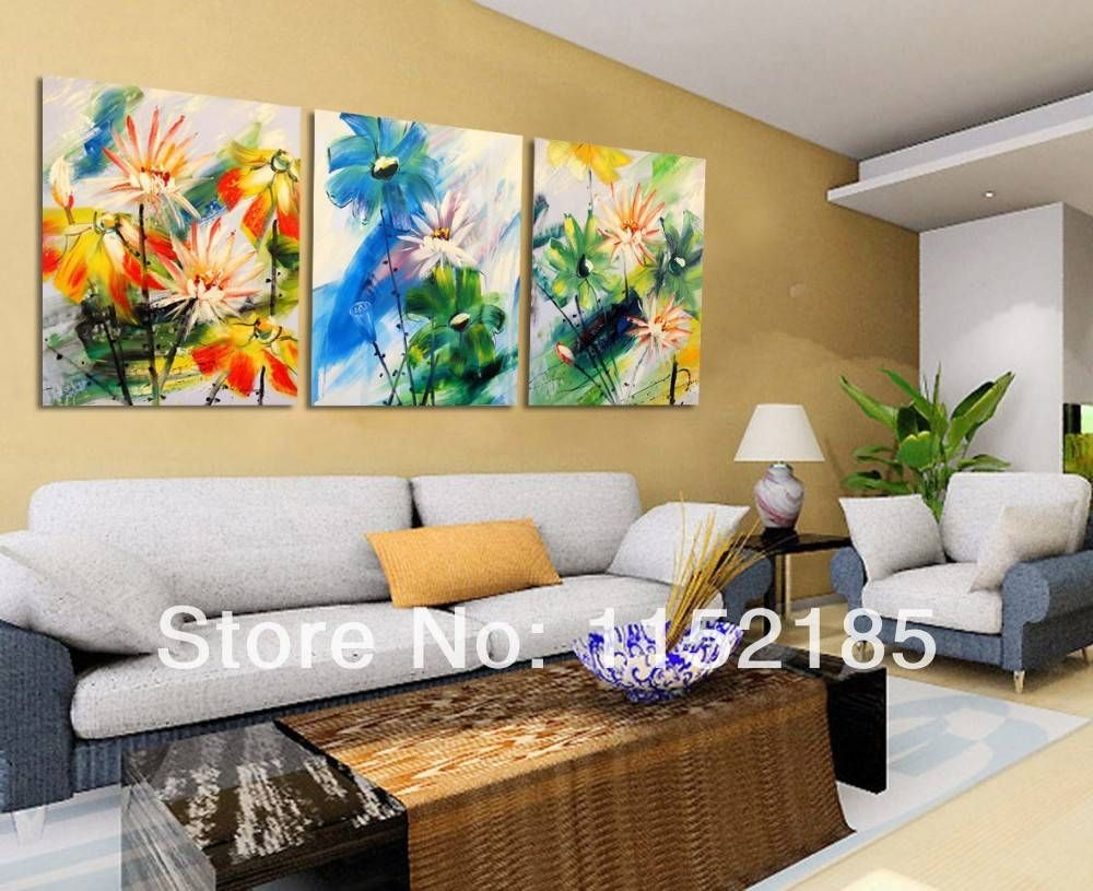 Multi Abstract Flower Still Life Paintings 3 Piece Canvas Wall Art Pertaining To Recent 7 Piece Canvas Wall Art (View 17 of 20)