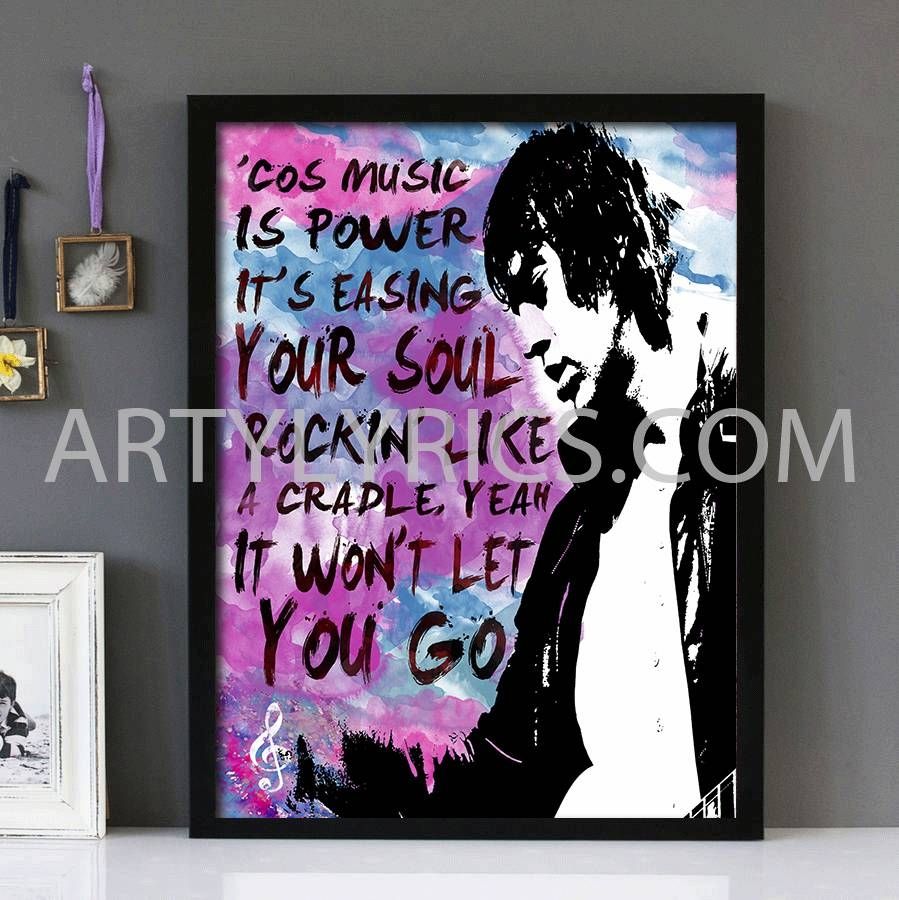 Music Is Power” Version 2 – Richard Ashcroft – Framed Lyrics Wall In Best And Newest Music Lyrics Wall Art (View 17 of 20)