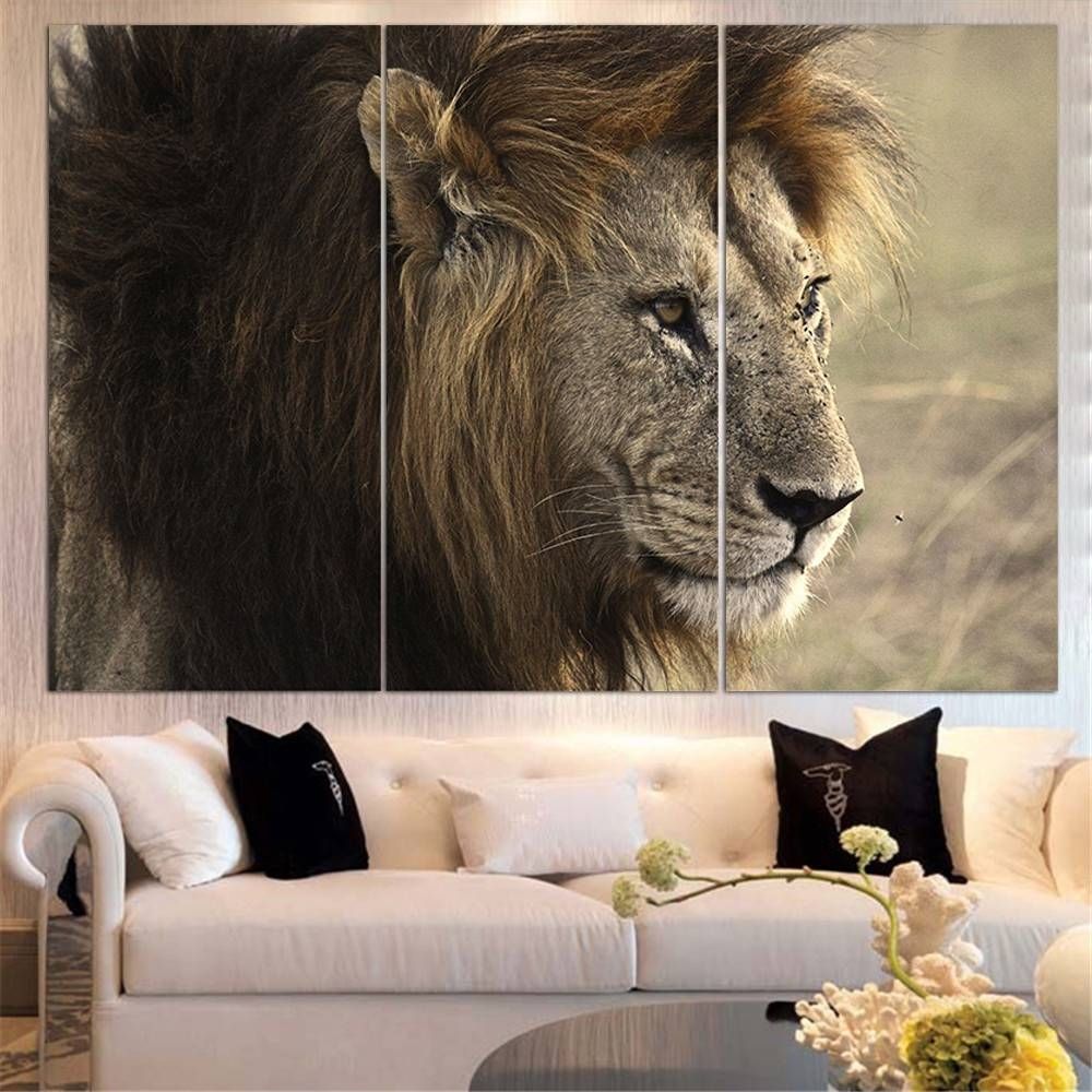 No Frame Animal Oil Painting Lion King Posters Wall Art And Prints Throughout Recent Lion Wall Art (View 20 of 20)