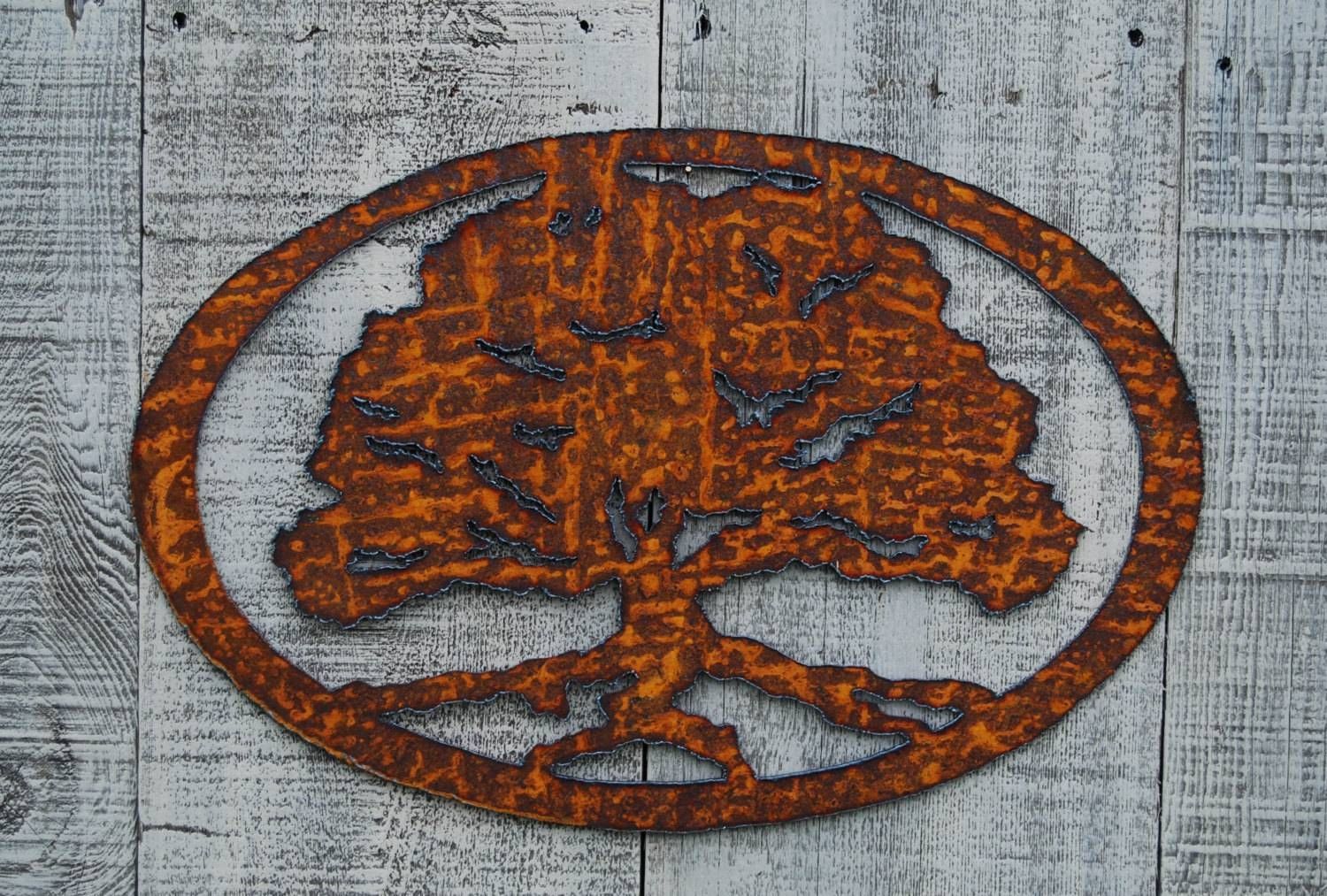 Oak Tree Rusty Metal Wall Art For Best And Newest Oak Tree Metal Wall Art (View 27 of 30)
