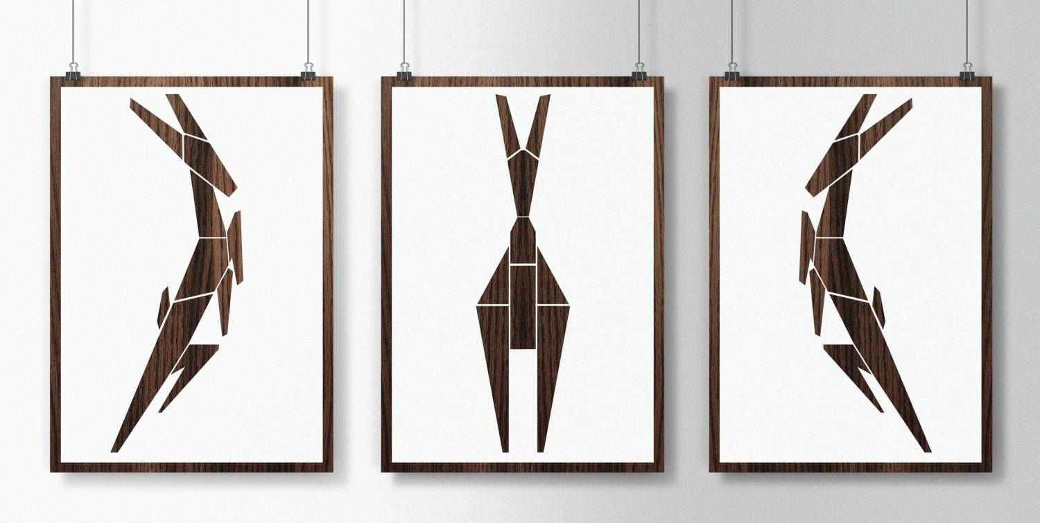 On Sale Mad Men Archer Inspired Deer Mid Century Modern Eames Inside Latest Triptych Art For Sale (View 20 of 20)