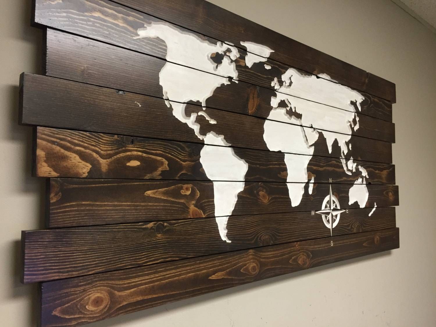 Pallet Sign World Map Carved Wood Wall Art Home Decor At Throughout 2017 Wooden World Map Wall Art (View 3 of 20)