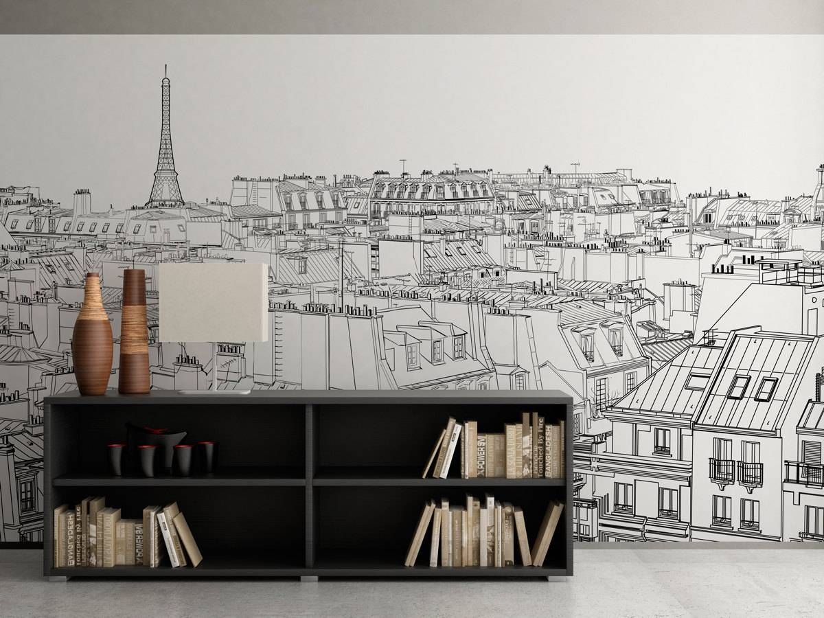 Paris Outlines Wall Art – Moonwallstickers For Most Up To Date Black And White Paris Wall Art (View 23 of 25)