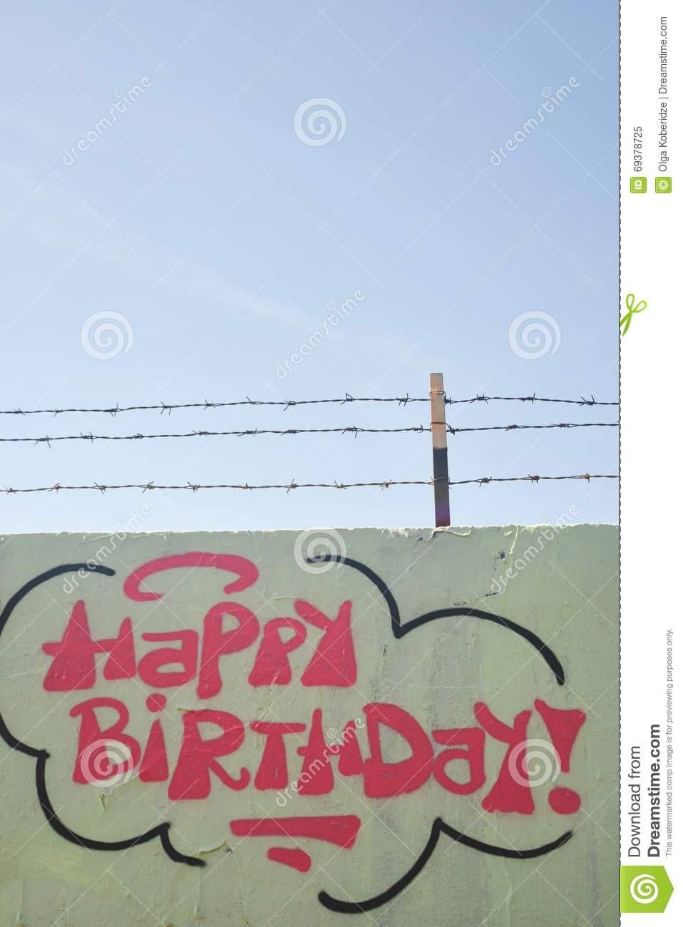 Part Drawing Graffiti – Wall With Happy Birthday Sign Stock Image Throughout Most Up To Date Happy Birthday Wall Art (View 5 of 20)