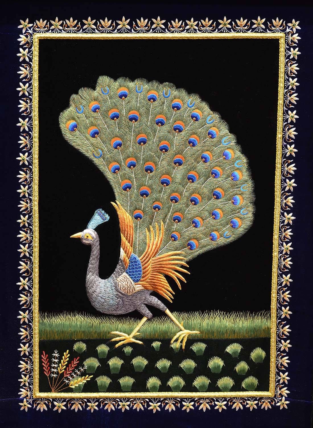 Peacock Wall Art Decorative Panel Jewel Art Tapestrykashmir Fine Within Best And Newest Jeweled Peacock Wall Art (View 1 of 20)