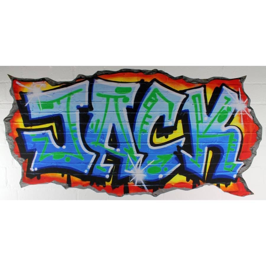 Personalised Blue Graffiti Wall Stickersnest Regarding Most Up To Date Graffiti Wall Art Stickers (View 15 of 30)