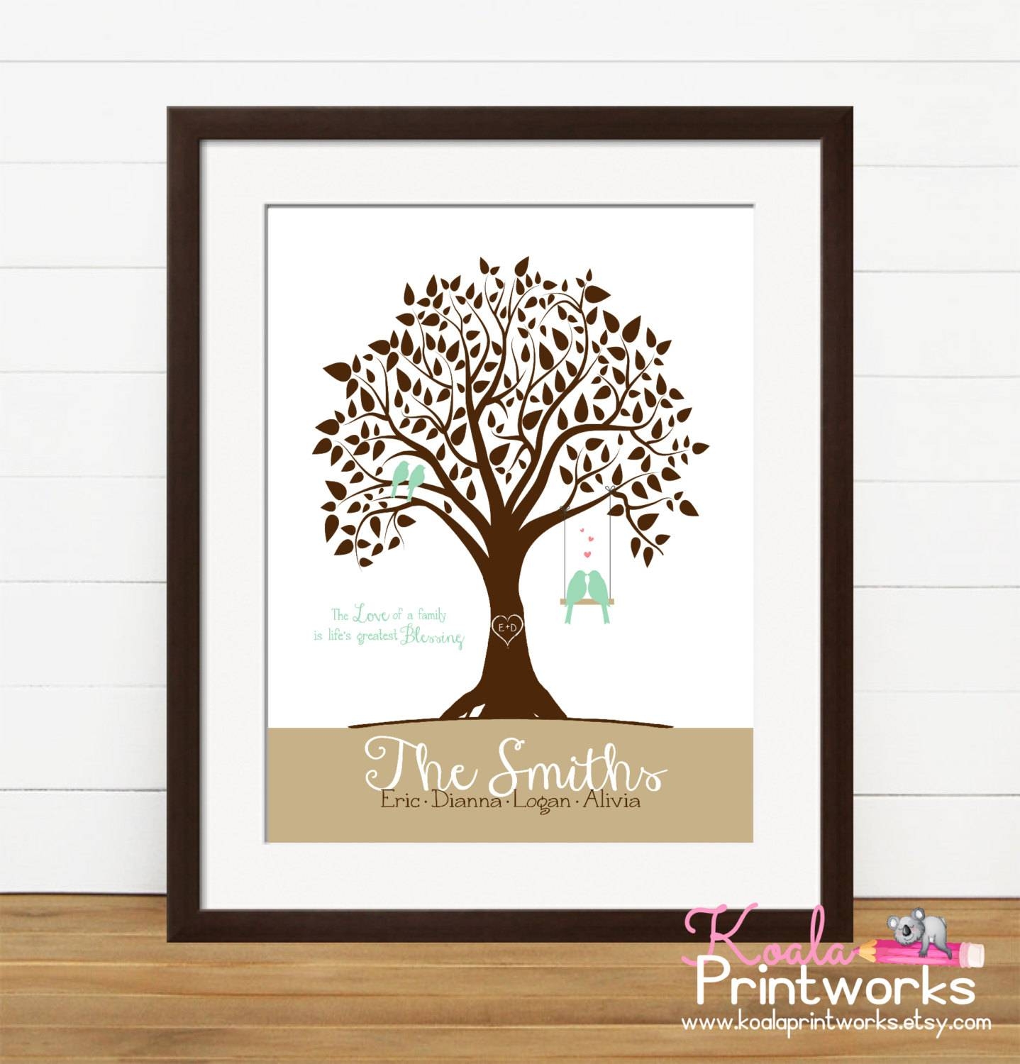 Personalized Family Tree Family Art Print Family Wall Art Regarding 2018 Personalized Family Wall Art (Gallery 1 of 20)