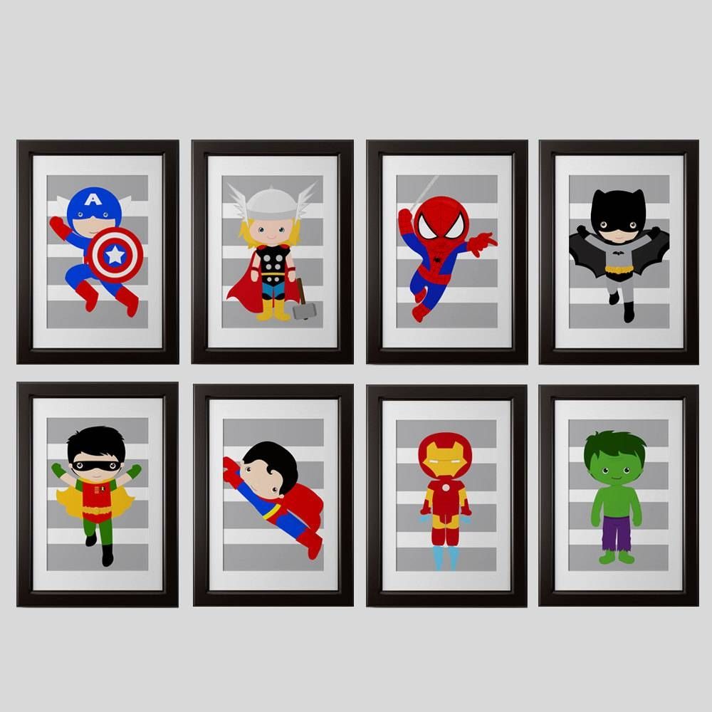 Pick 6 Superhero Wall Prints Super Hero Wall Art Boys Room With Regard To Newest Superhero Wall Art For Kids (Gallery 1 of 25)