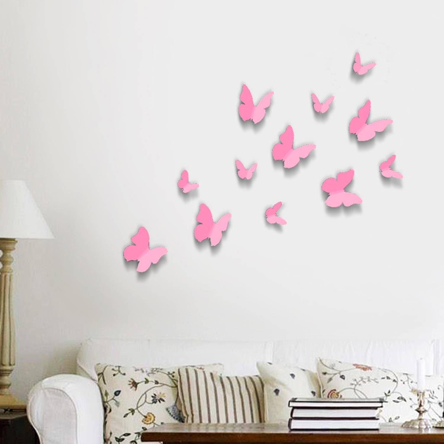 Pink 3d Butterflies Wall Art Stickers Pertaining To 2017 Butterflies Wall Art Stickers (View 1 of 20)