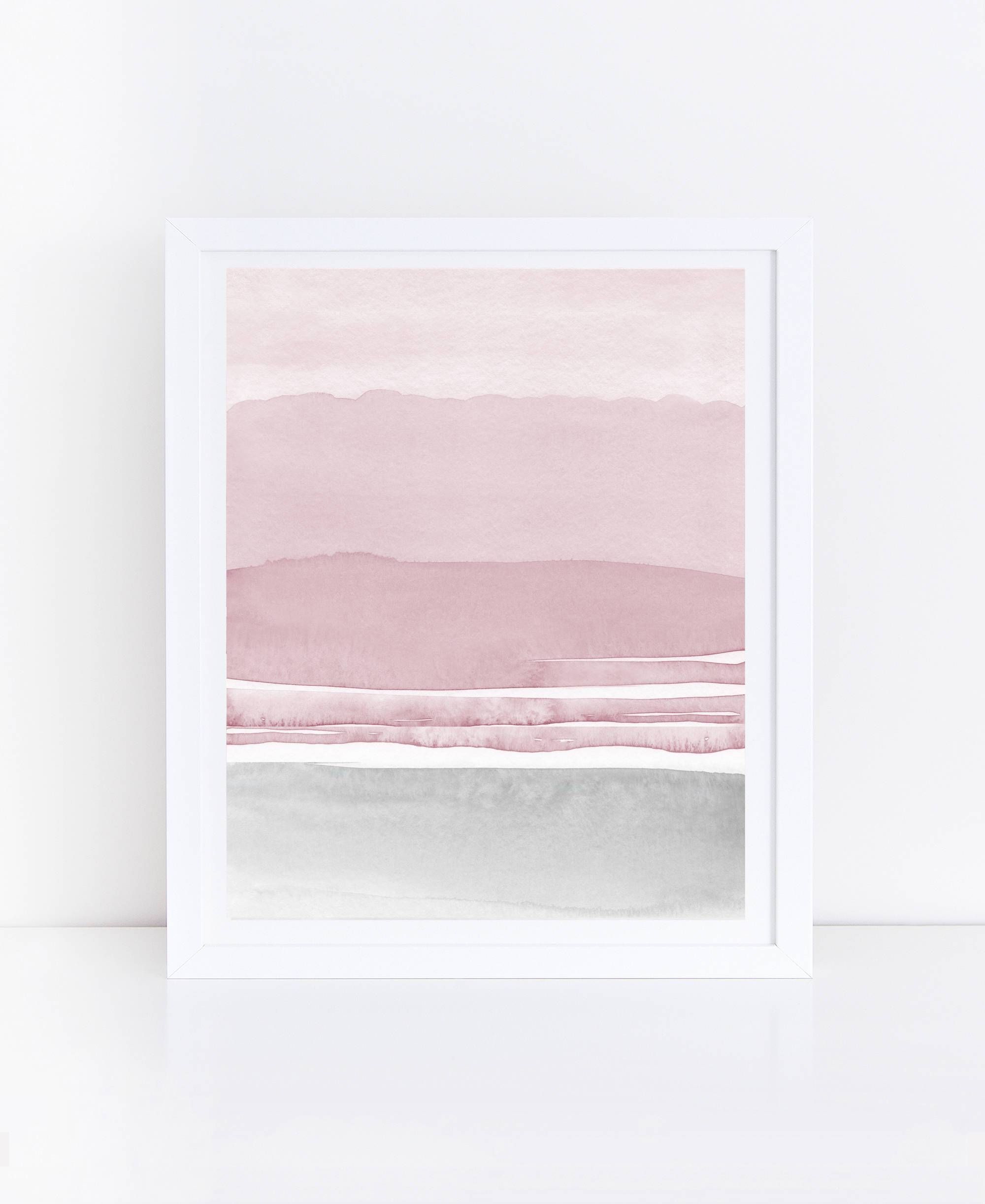 Pink Grey Abstract Art Watercolor Printable Art Pink Grey Regarding Best And Newest Pink And Grey Wall Art (View 9 of 20)