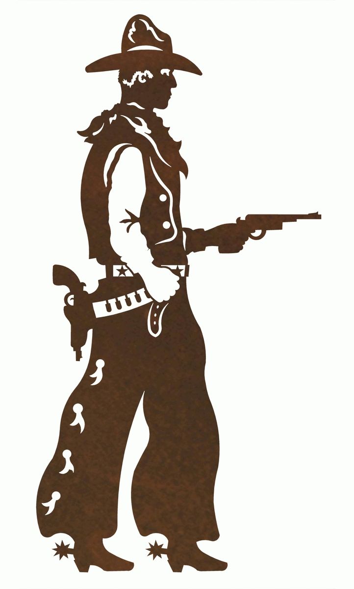 Pistol Cowboy Metal Wall Art Intended For Most Current Western Metal Wall Art Silhouettes (View 1 of 30)