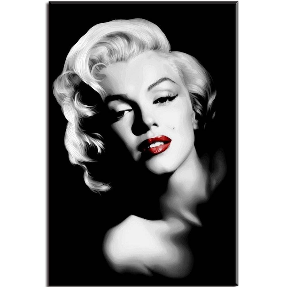 Piy Red Lips Marilyn Monroe Wall Art With Frame, Canvas Prints Within Most Popular Marilyn Monroe Framed Wall Art (View 1 of 22)