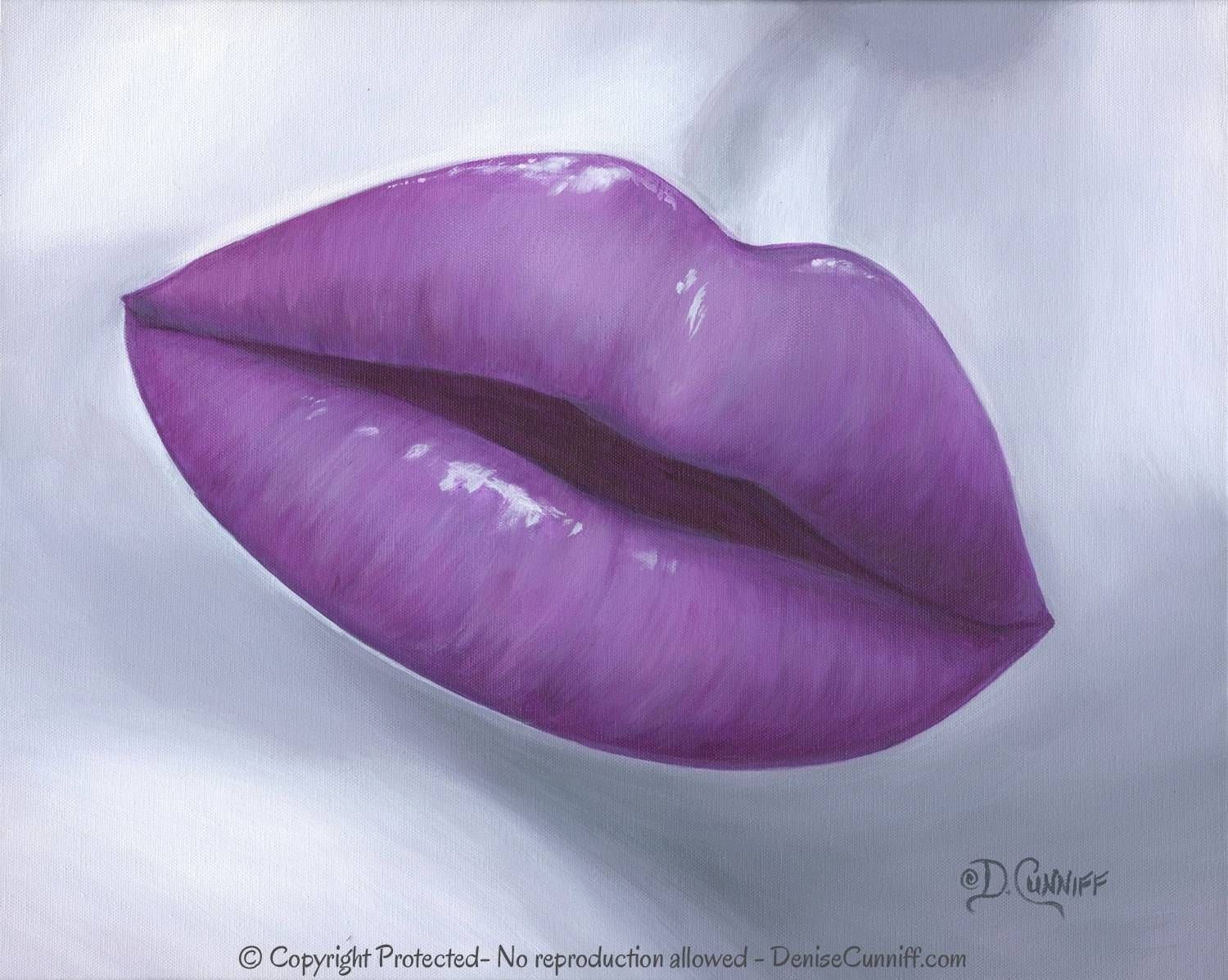 Pop Art Canvas Print Large Lip Art Contemporary Gray & Plum With Most Up To Date Plum Wall Art (View 10 of 20)
