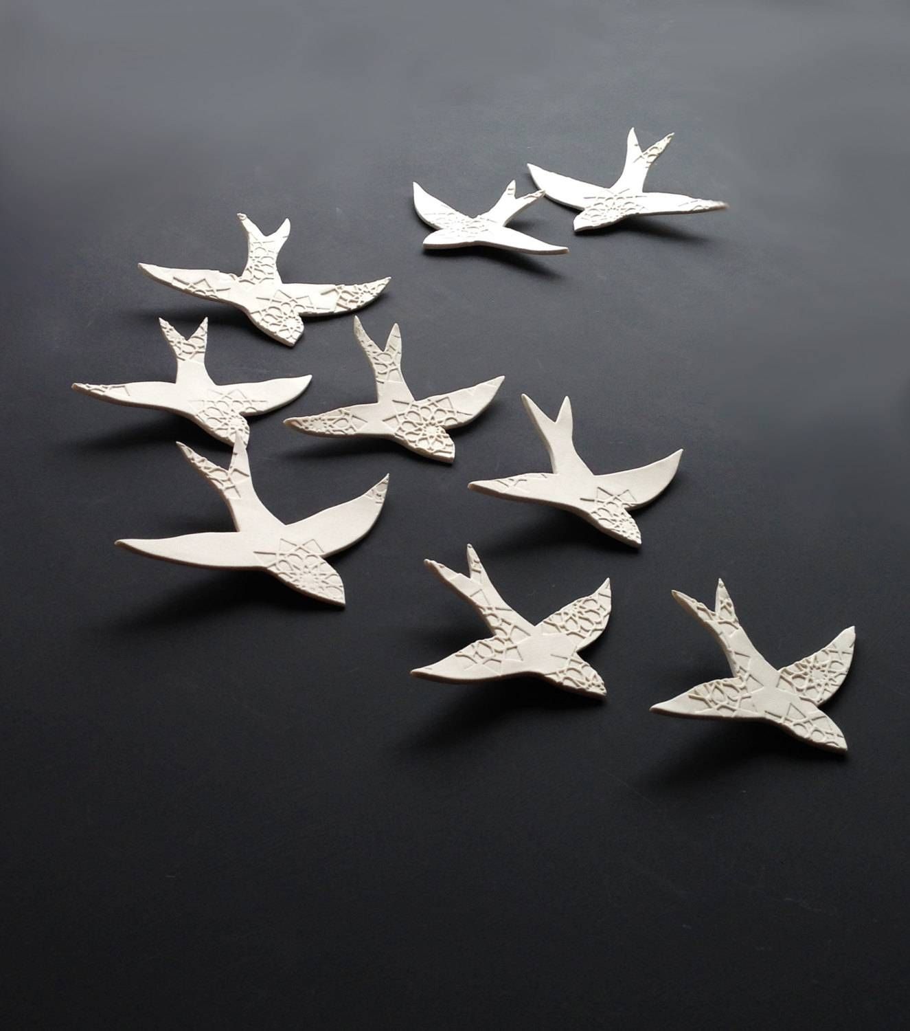 Porcelain 3d Large Wall Art Set Swallows Over Morocco 9 Birds For Best And Newest Ceramic Bird Wall Art (View 1 of 30)