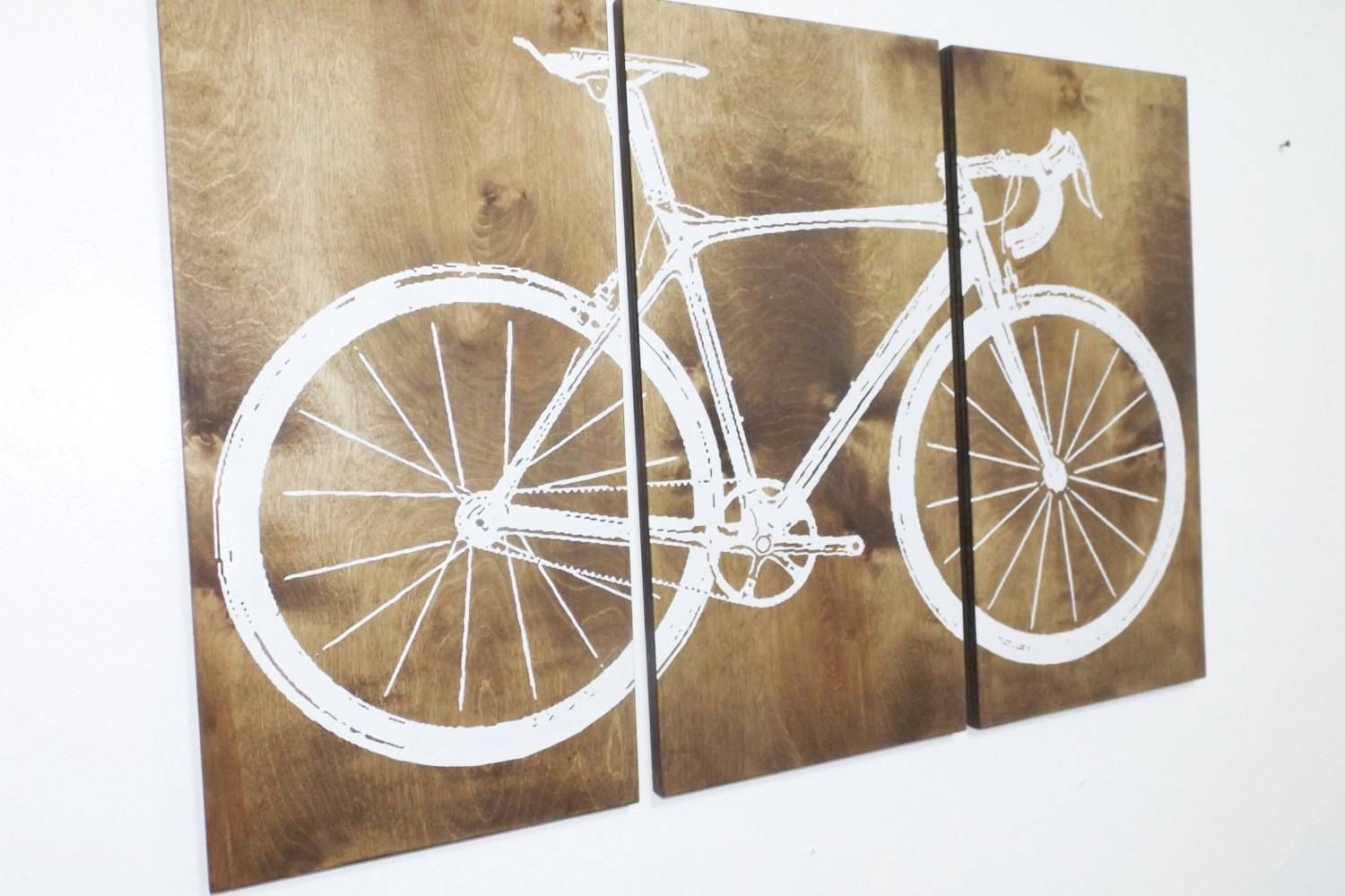 Road Bike / Street Bike Wall Art / Bicycle Screen Print / Wood Pertaining To Most Popular Bike Wall Art (View 16 of 20)