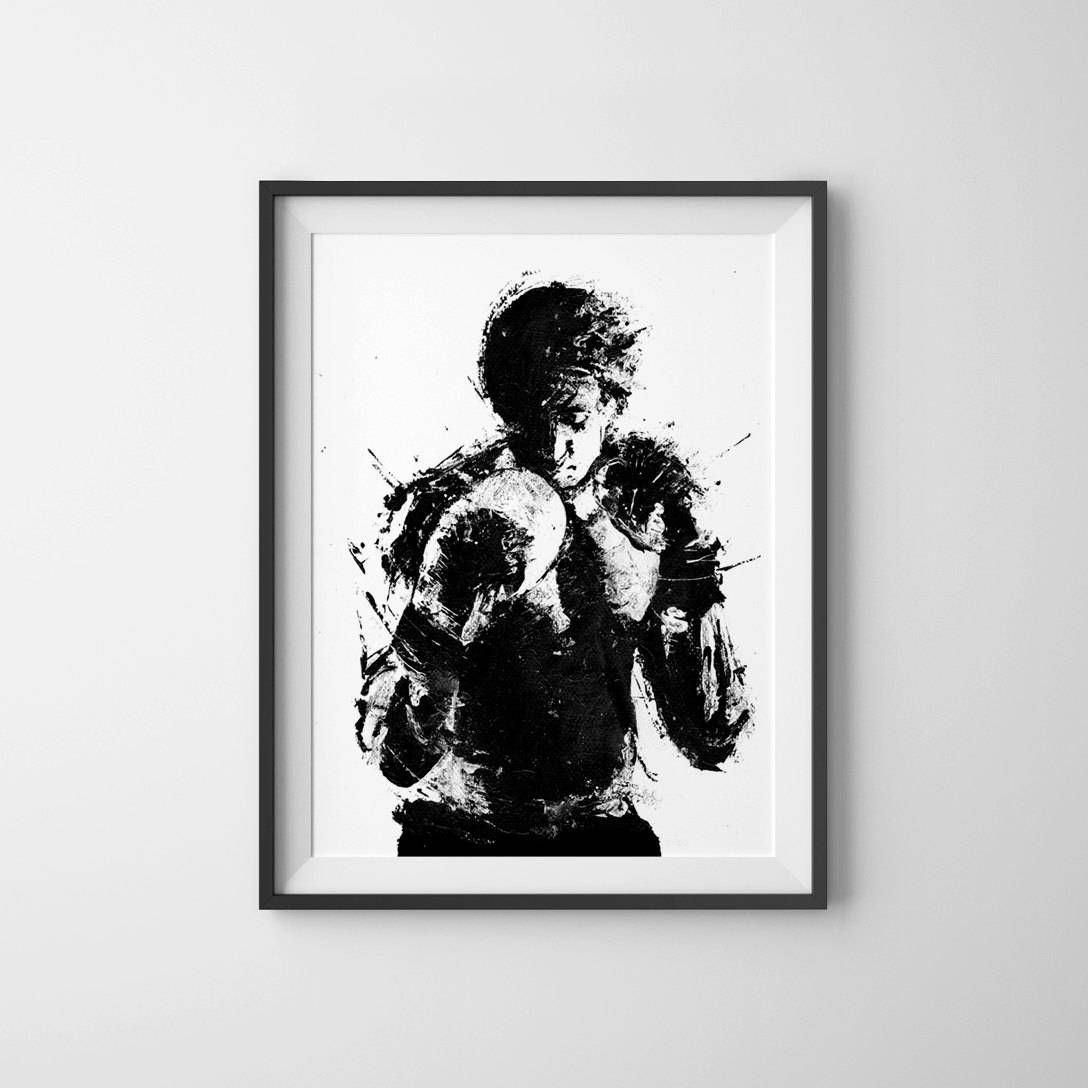 Rocky Movie Poster Art Print Black And White Art Boxing With Most Popular Rocky Balboa Wall Art (View 1 of 20)