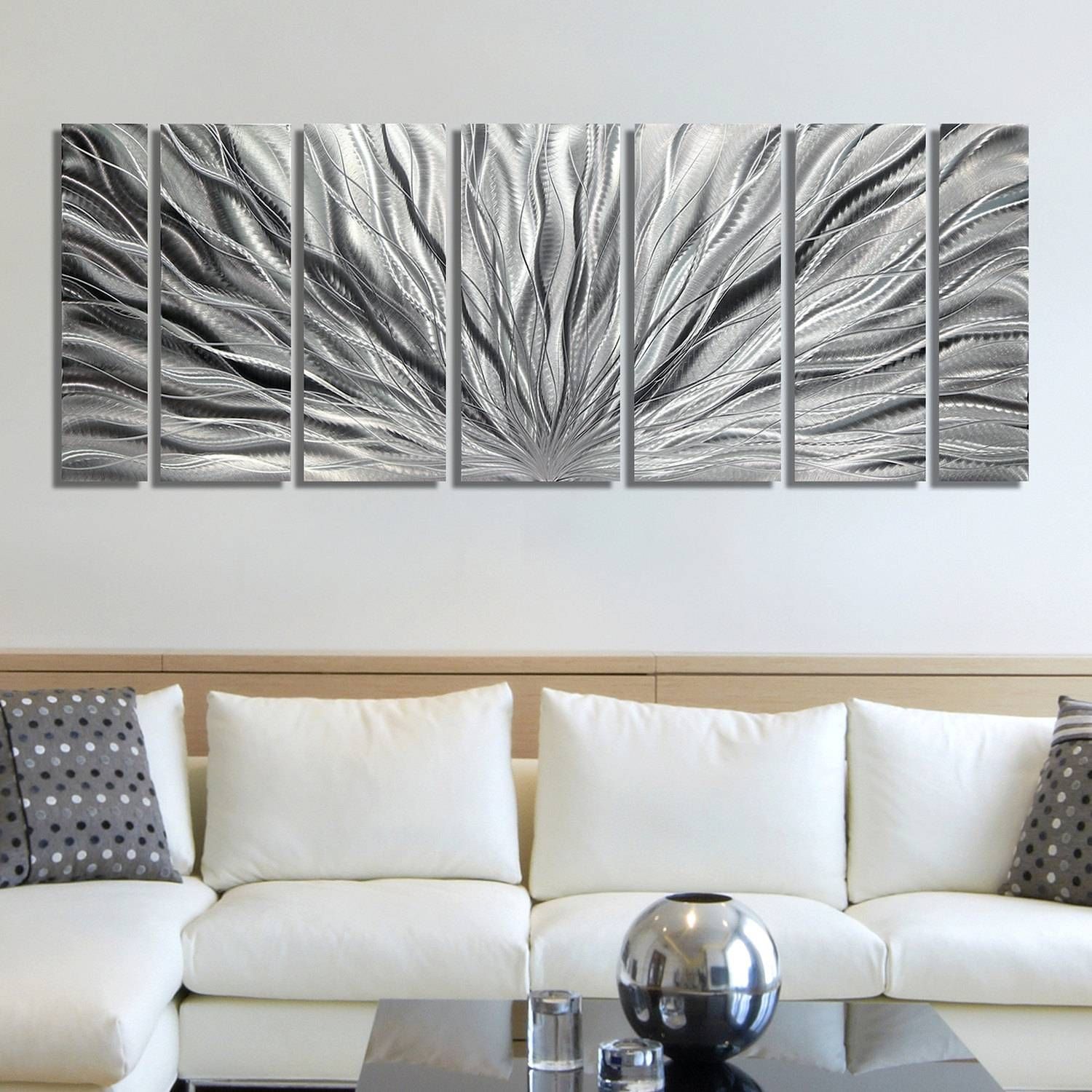 Sale Large Multi Panel Metal Wall Art In All Silver With Regard To 2018 Modern Wall Art For Sale (View 5 of 20)