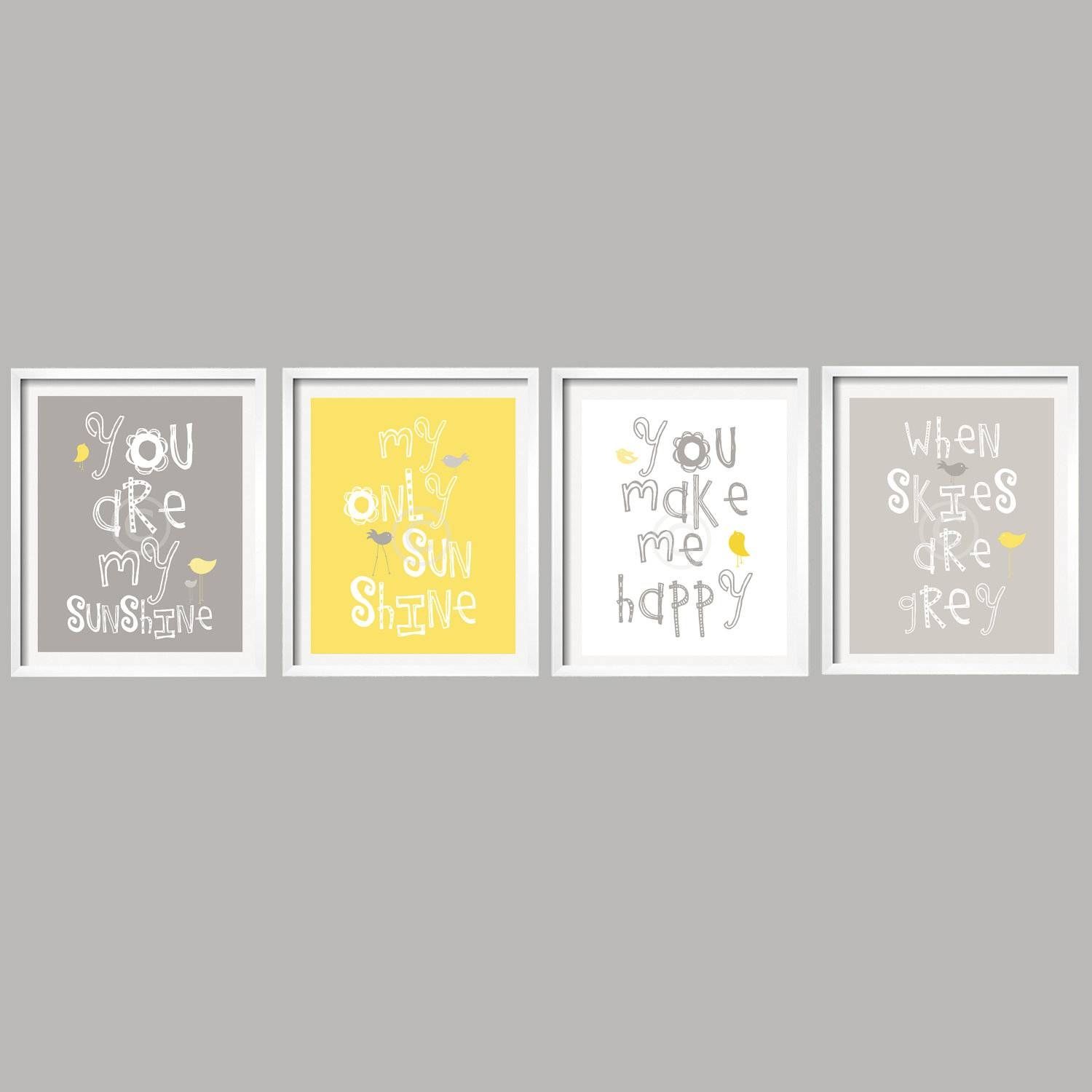 Sale Yellow And Gray Wall Art Nursery Decor Prints You Are For Latest Yellow And Grey Wall Art (View 1 of 25)