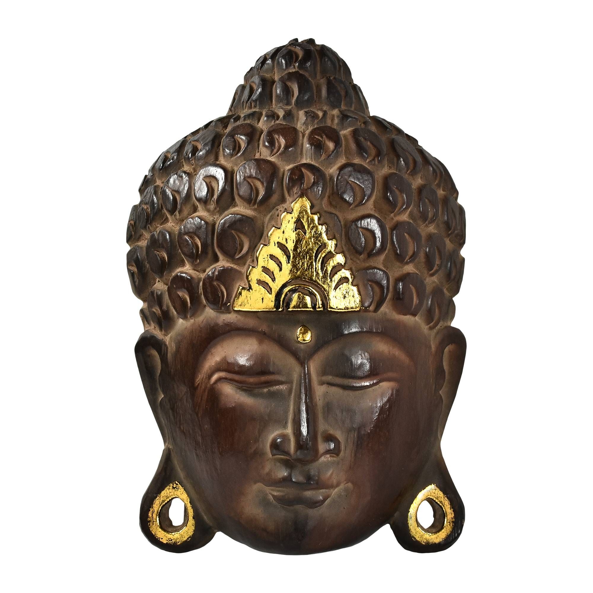Serenity Natural Shine Buddha Wooden Mask Wall Art – Aeravida Regarding Most Recently Released Buddha Wooden Wall Art (View 17 of 20)