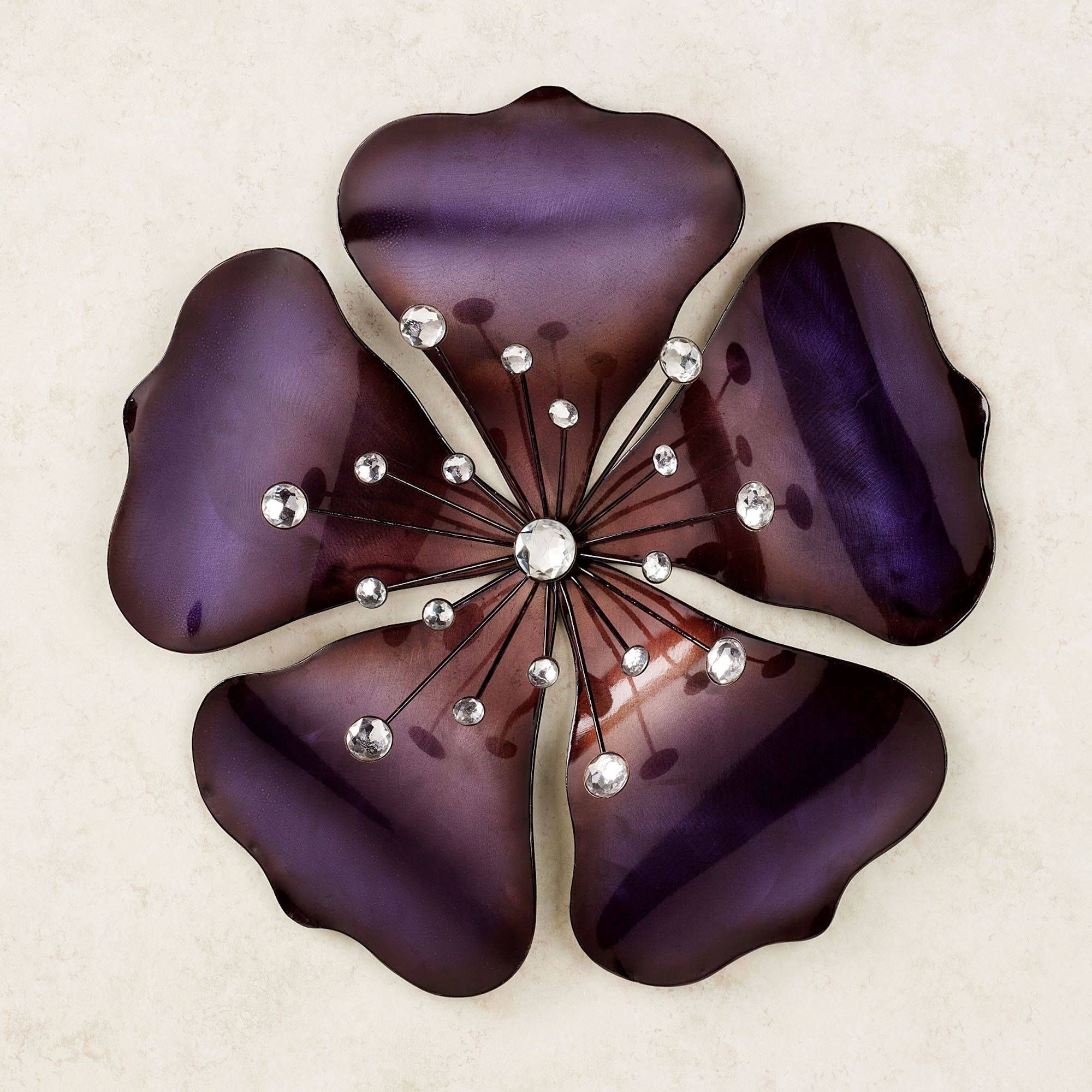 Shimmering Gem Purple Flower Metal Wall Art Throughout Latest Purple Wall Art (View 1 of 20)