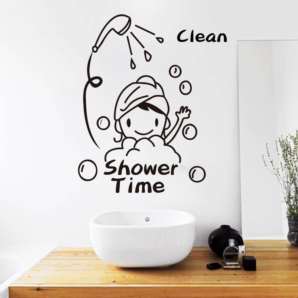 Shower Time Bathroom Wall Decor Stickers Lovely Child Removable Intended For Newest Shower Room Wall Art (View 6 of 15)