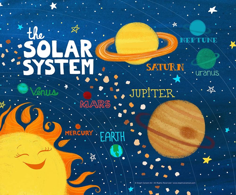 Solar System Wall Art – Steph Calvert Art Throughout Newest Solar System Wall Art (Gallery 1 of 25)