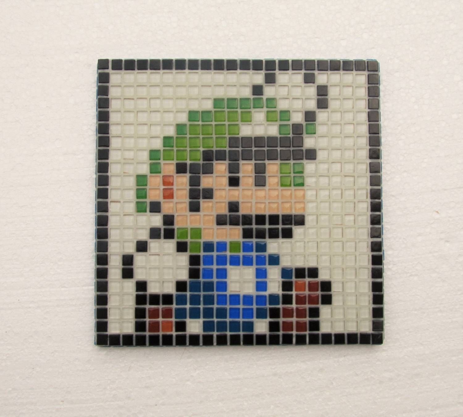 Super Mario World Handmade Mosaic Wall Art Luigi Glass Intended For Recent Pixel Mosaic Wall Art (View 8 of 20)
