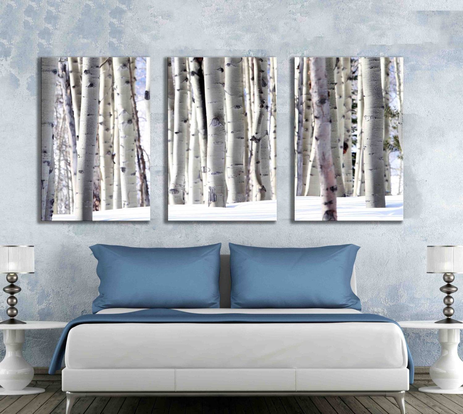 Three 3 Panel Canvas Aspen Tree Forest Wall Print Photograph For Newest Aspen Tree Wall Art (Gallery 1 of 20)