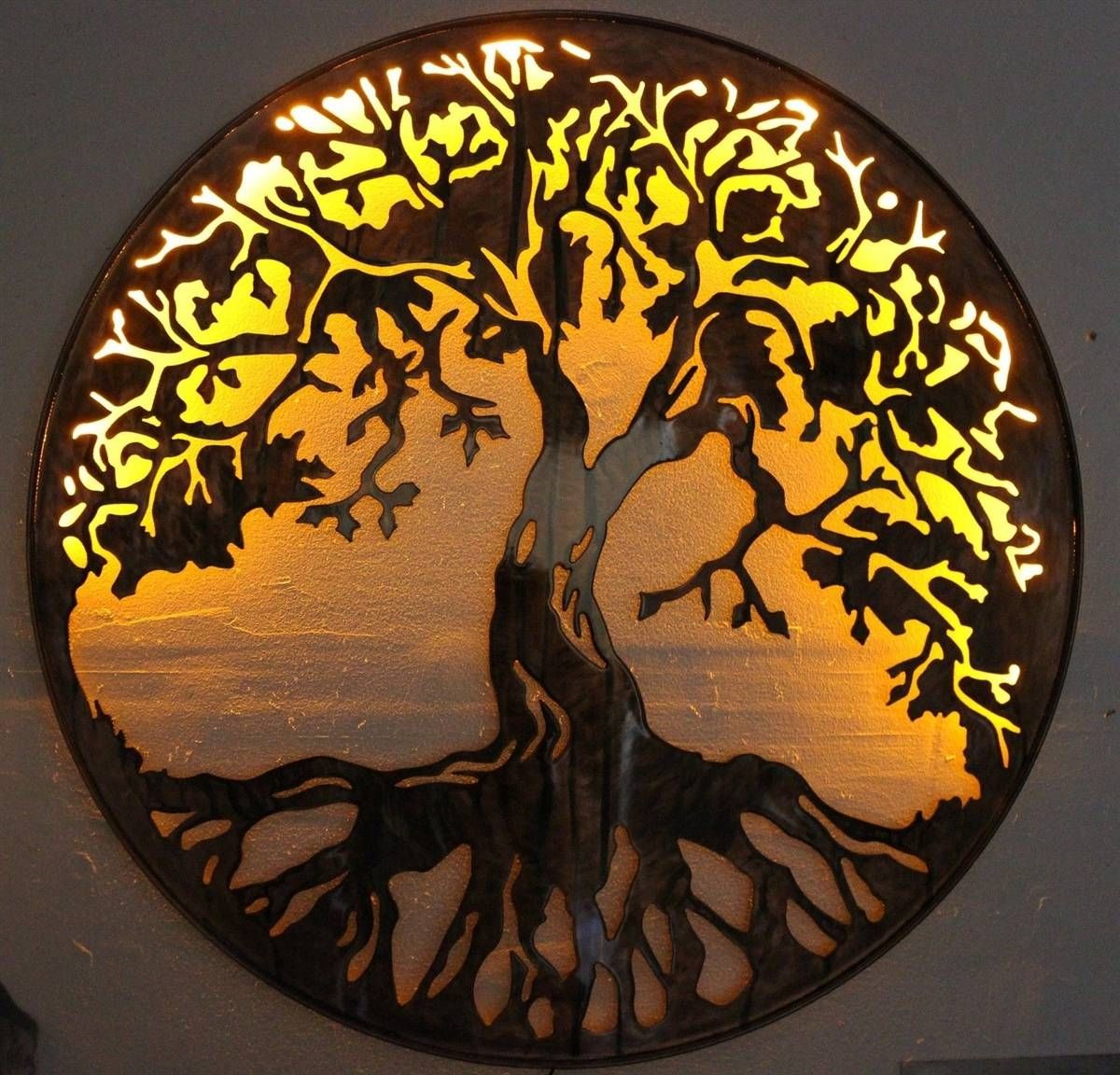 Tree Of Life Metal Wall Art 24" With Led Lightshgmw Pertaining To Most Up To Date Oak Tree Metal Wall Art (View 7 of 30)