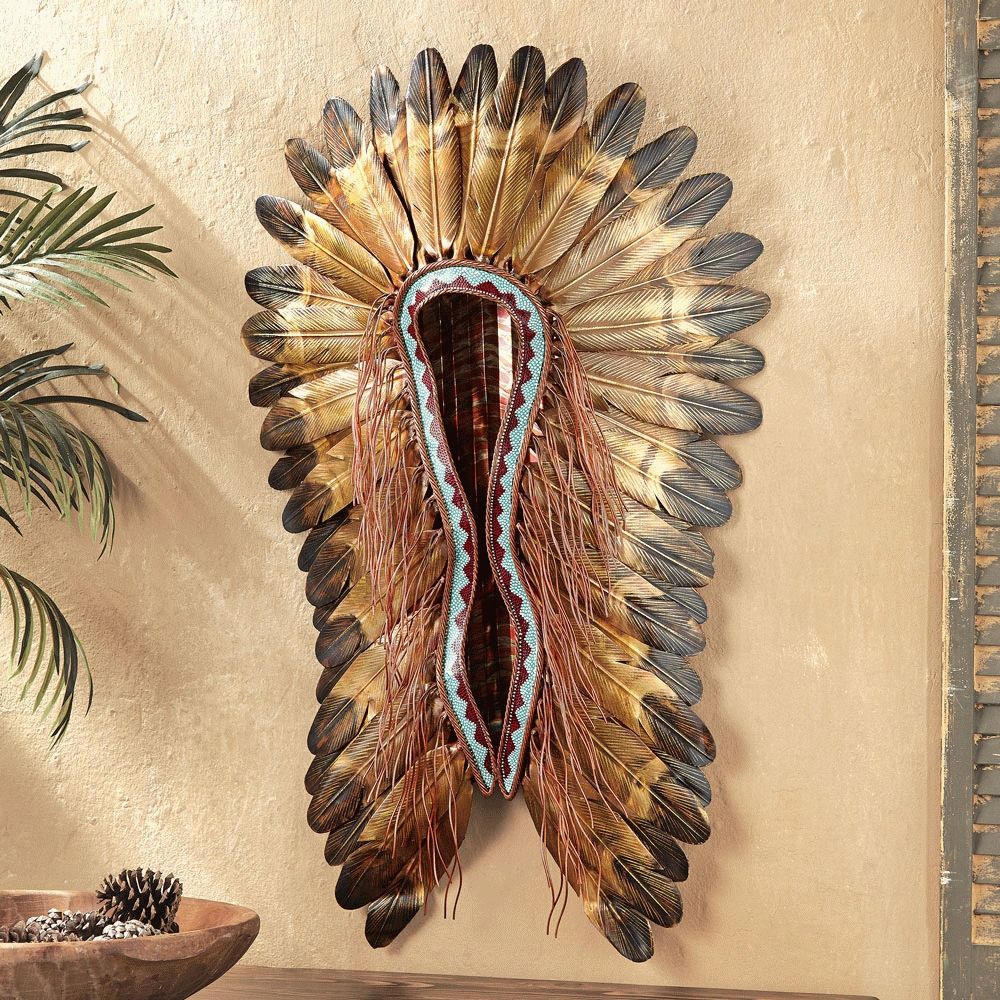 Turquoise & Red Headdress Wall Hanging Within Most Current Native American Wall Art (View 12 of 25)