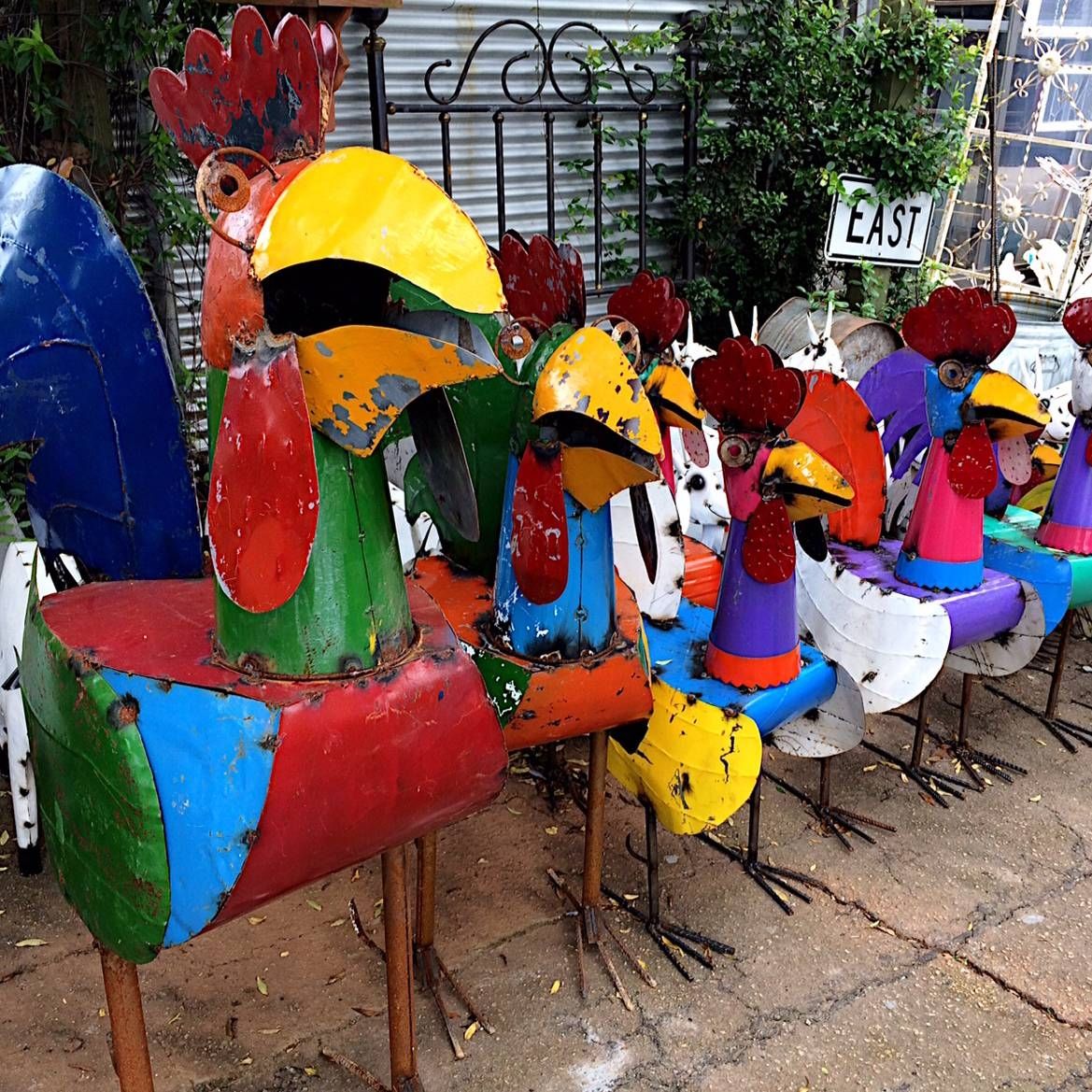 Upcycled Metal Rooster Yard Art – Kudzu Antiques Throughout Most Popular Metal Sunflower Yard Art (View 18 of 26)