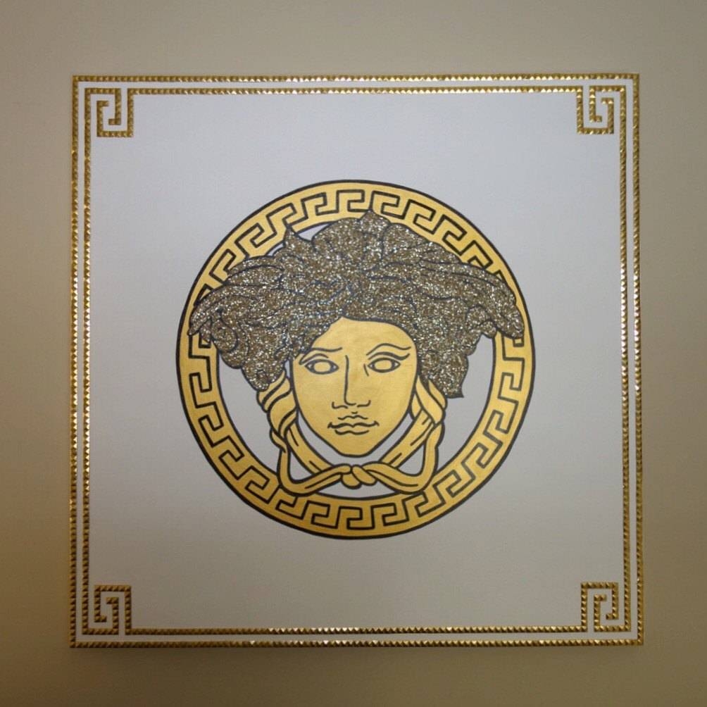 Versace Medusa Painting 36x36 Glitter & Studs Versace In Most Recent Versace Wall Art (Gallery 1 of 20)