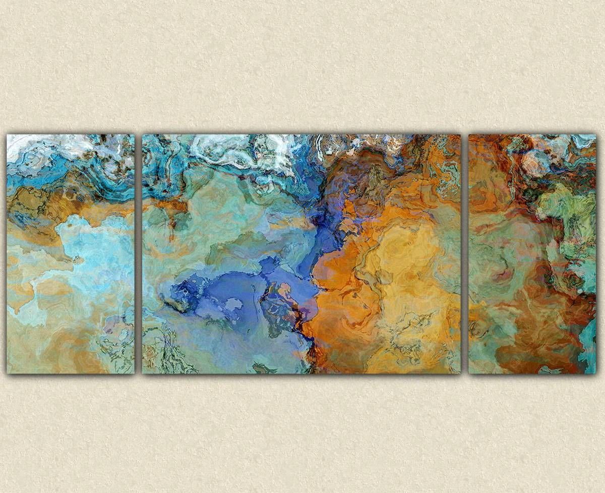 Very Large Abstract Wall Art Canvas Print 30x72 To 40x90 Inside Newest Large Triptych Wall Art (View 1 of 20)