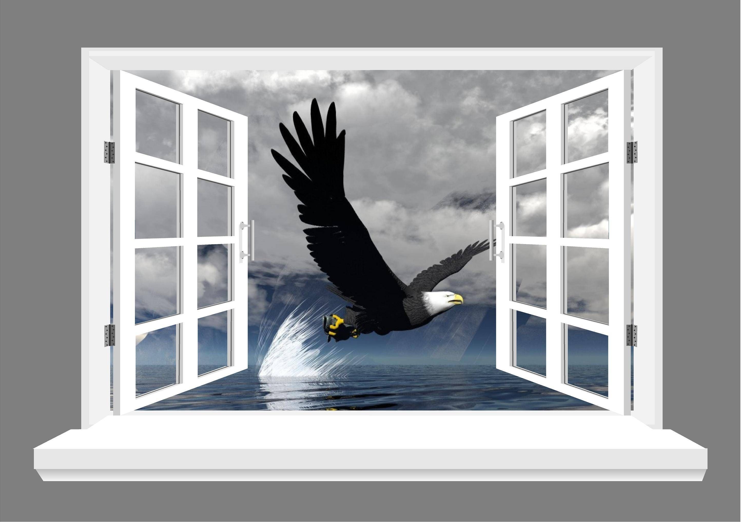 Wall Art Design Ideas: Eagly Flying 3d Wall Art Bird Windows With Regard To Newest 3d Wall Art (View 10 of 30)