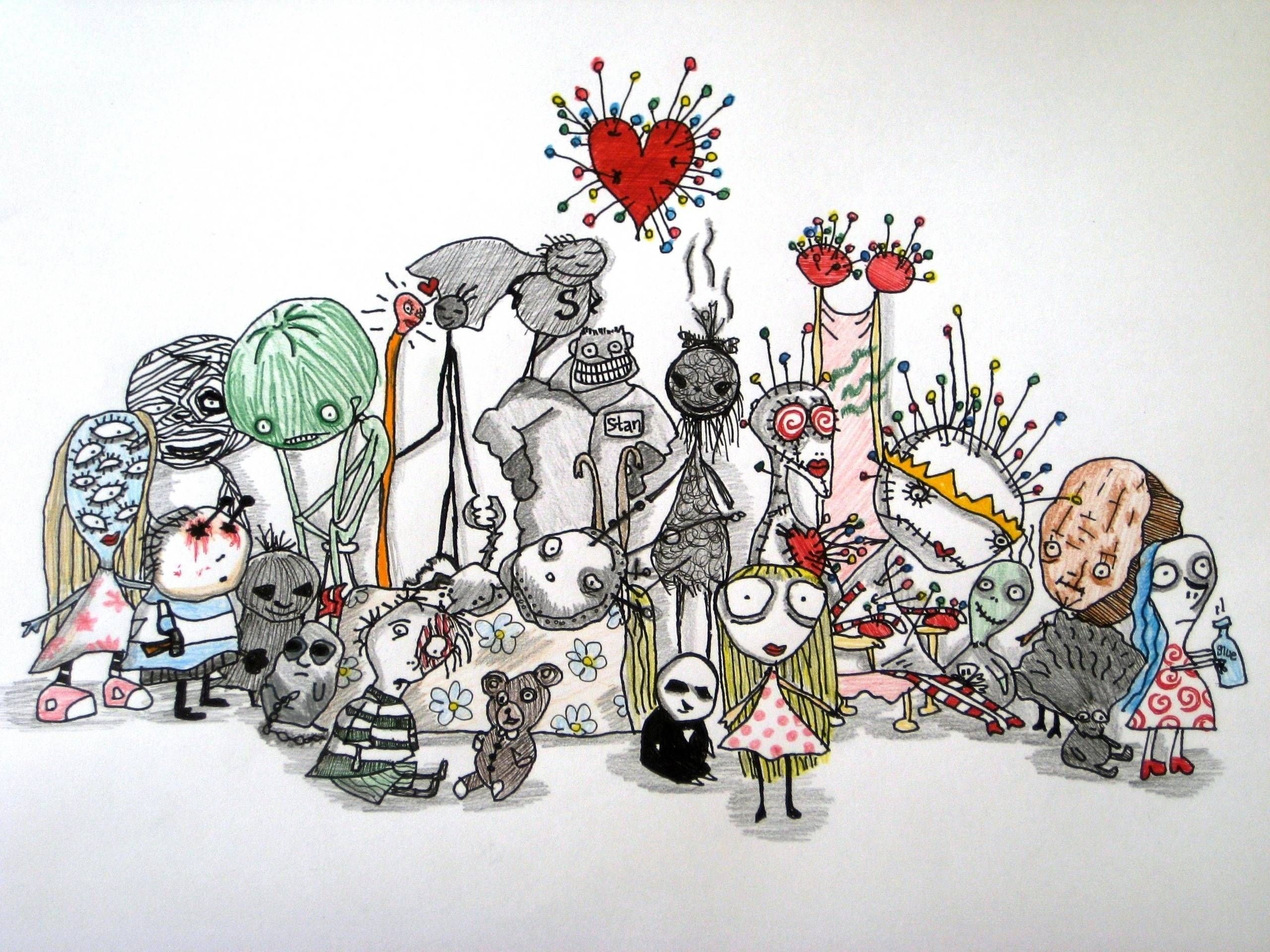 Wall Art Designs: Awesome Drawing Tim Burton Wall Art Using Pertaining To Current Tim Burton Wall Decals (View 8 of 20)