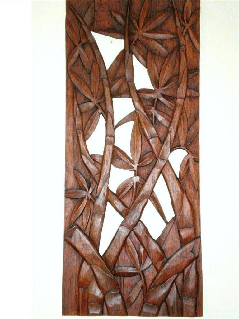 Wall Art Designs: Wood Carved Wall Art Bali Bamboo Leaves Wall Art For Newest Wood Carved Wall Art Panels (View 16 of 25)