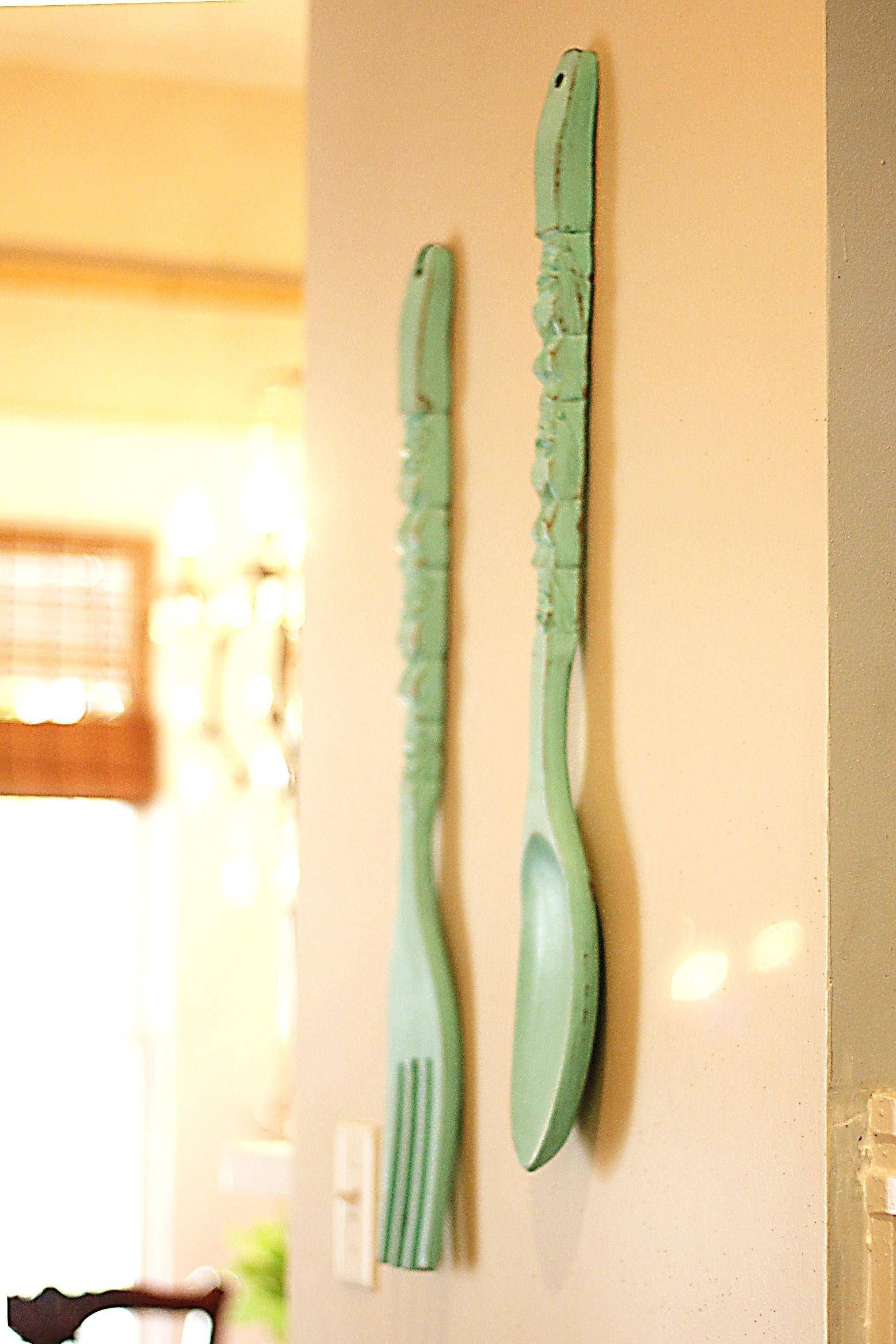 Wall Decor : Vintage Spoon Fork Wall Decor Terrific Kitchen Art Regarding Most Current Giant Fork And Spoon Wall Art (View 8 of 25)