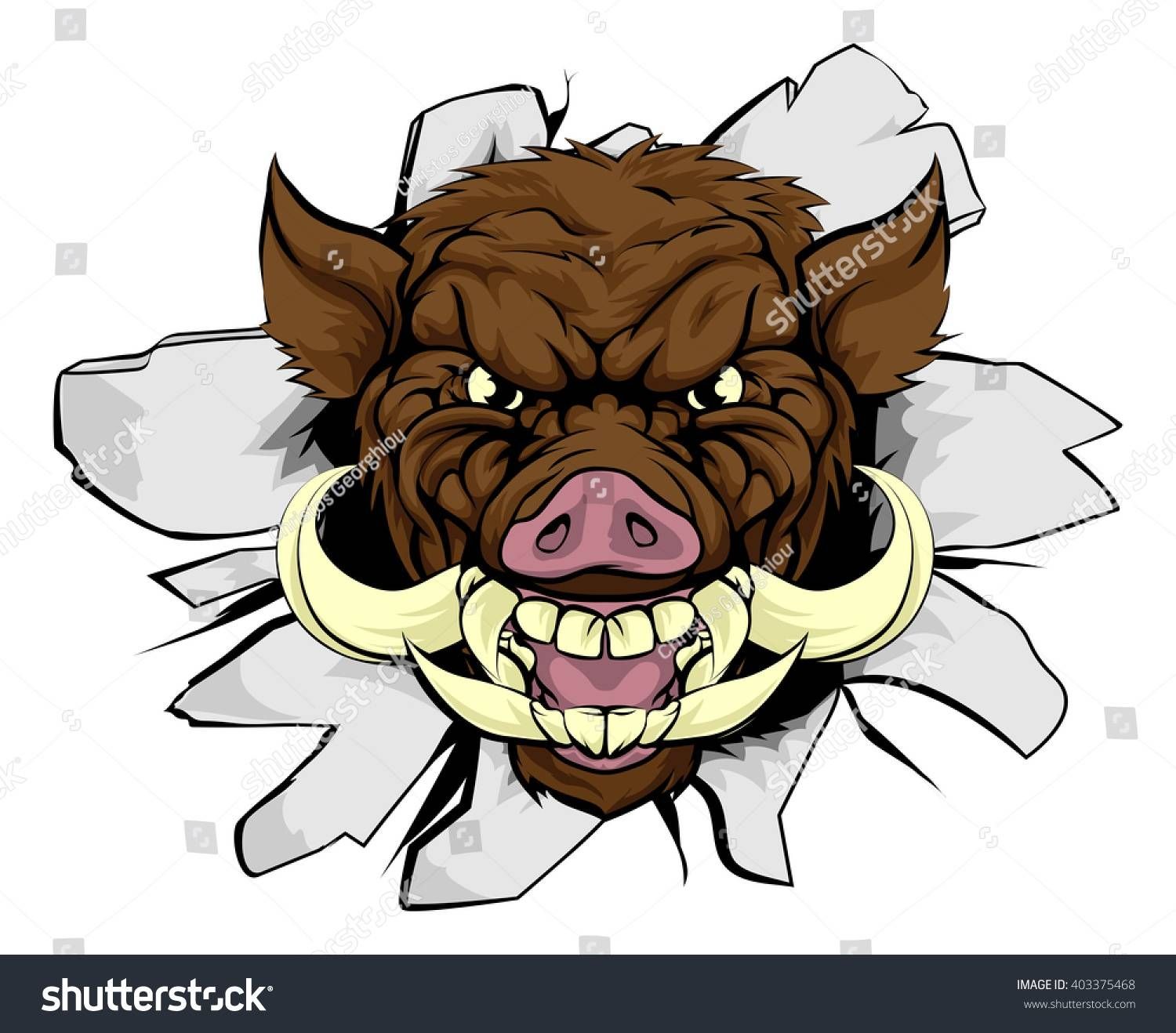 Wild Boar Razorback Cartoon Sports Mascot Stock Illustration Intended For Most Up To Date Razorback Wall Art (View 23 of 25)