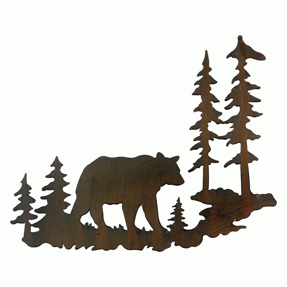 Woodland Bear Metal Wall Art With Regard To Newest Pine Tree Metal Wall Art (View 9 of 25)