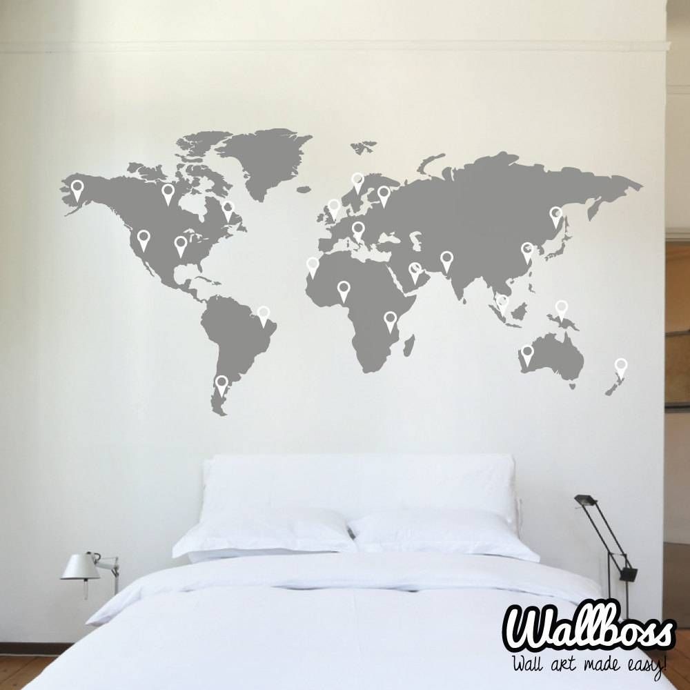 150cm World Map Decal Wall Sticker Stencil Bedroom Globe Pertaining To 2018 World Map Wall Art Stickers (View 6 of 20)