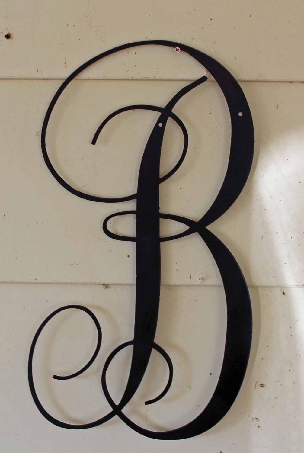 22 Inch Black Script Metal Letter B Door Or Wall Hanging Pertaining To Most Up To Date Metal Wall Art Letters (View 18 of 20)