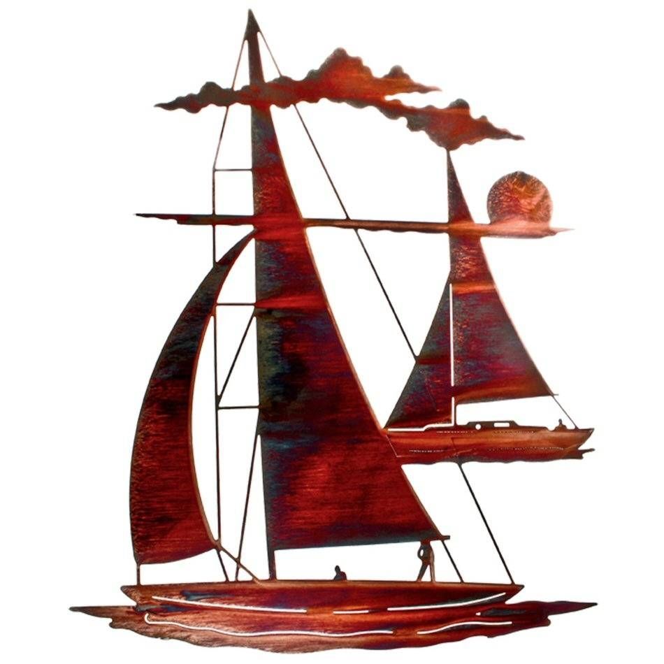 24" Catch 'n Sail Floating Sailboat Metal Wall Art – Nautical Wall Pertaining To Latest Nautical Metal Wall Art (Gallery 16 of 20)