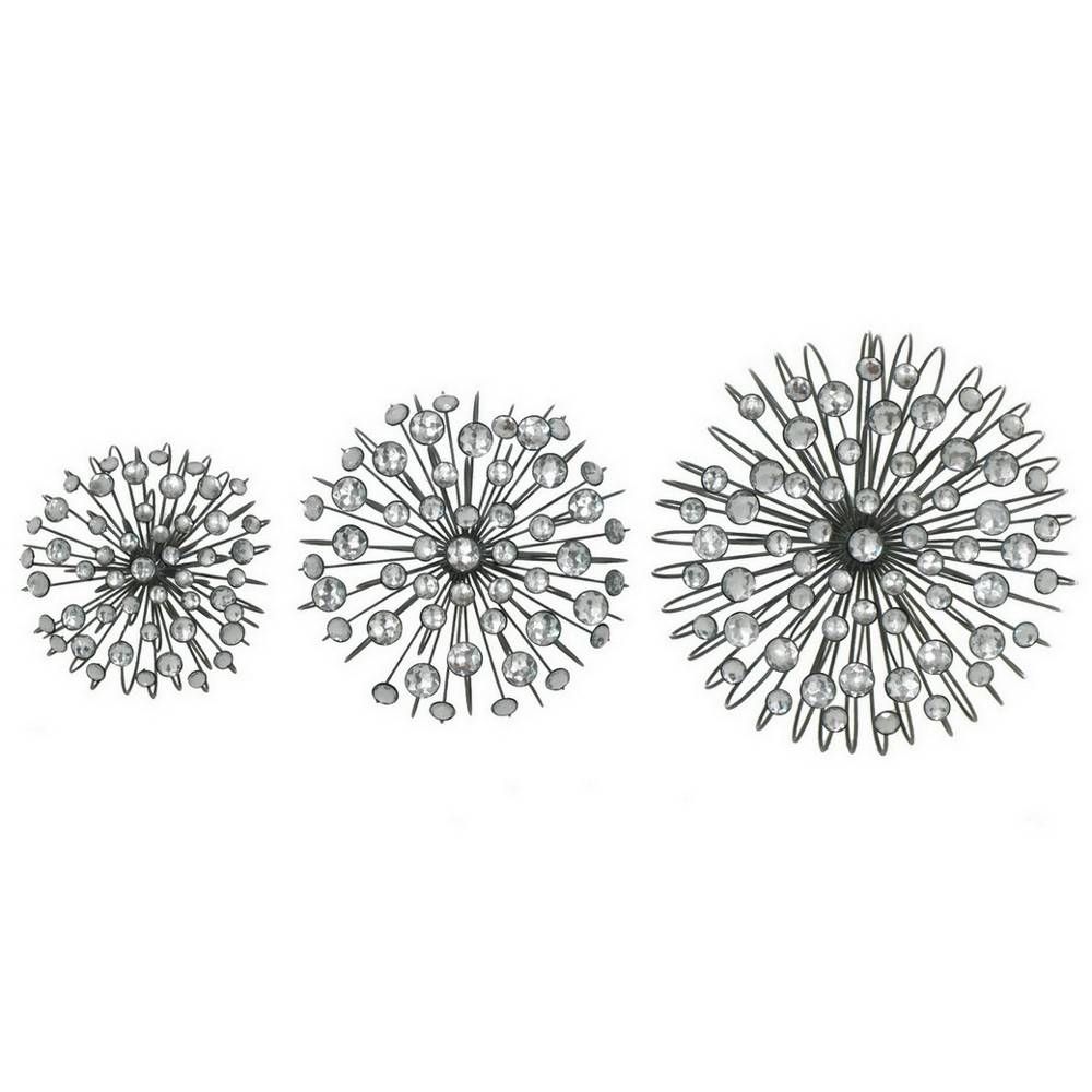 3 Piece Jeweled Wall Art Set (connswall9) : Decor & Accessories Intended For Most Recent 3 Piece Metal Wall Art (View 3 of 20)