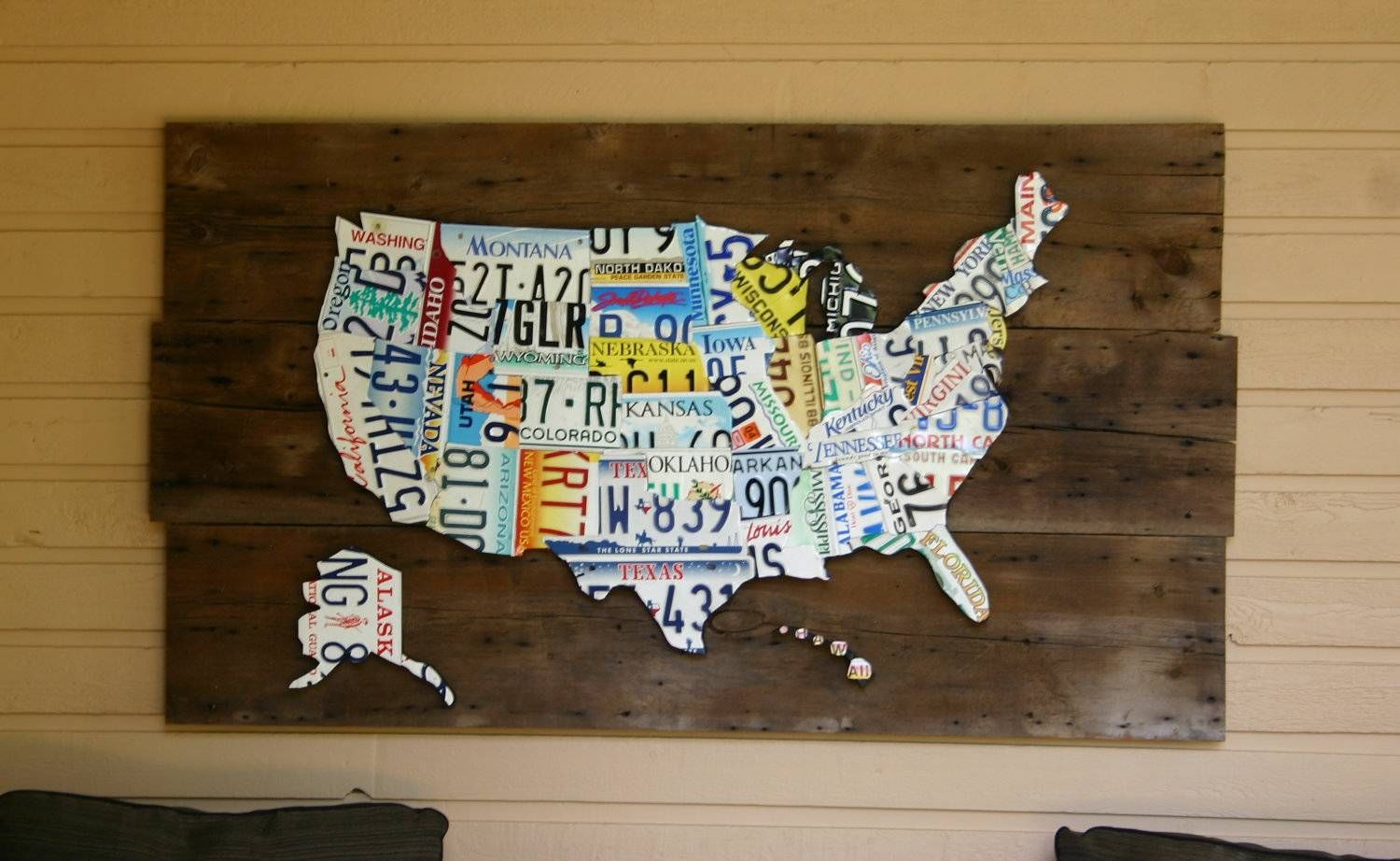 Featured Photo of 20 The Best License Plate Map Wall Art