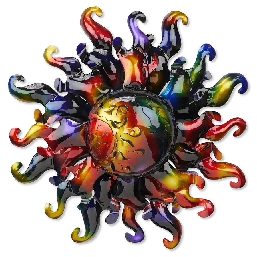 3d Metal Wall Sculpture – Sun And Moon On Swirling Sun Regarding Newest Sun And Moon Metal Wall Art (View 12 of 20)