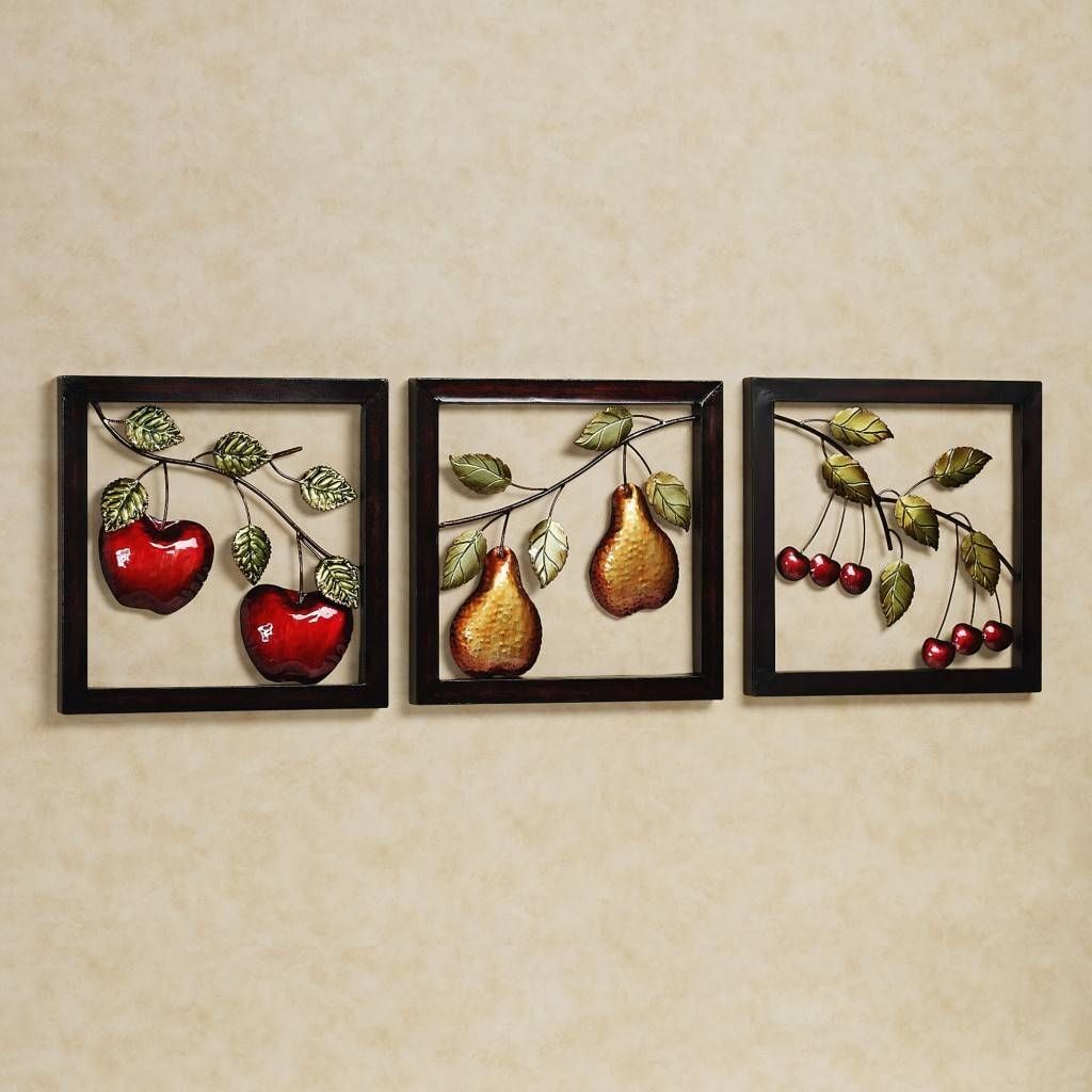 Beautiful Fruits Metal Wall Art Decor Kitchen With Black Frame With Regard To 2017 Home Metal Wall Art (View 10 of 20)