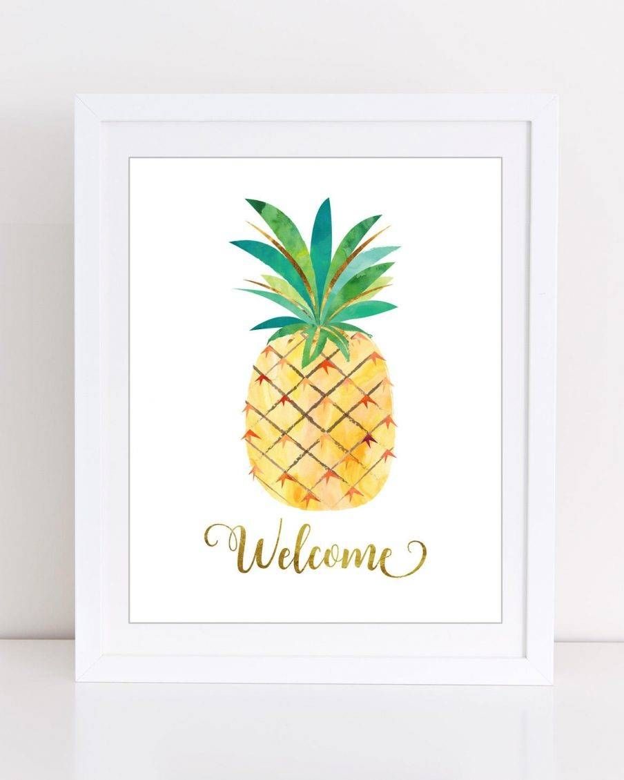 Chic Fruit Metal Wall Art Pineapple Print Welcome Sign Design Intended For Most Popular Pineapple Metal Wall Art (View 9 of 20)