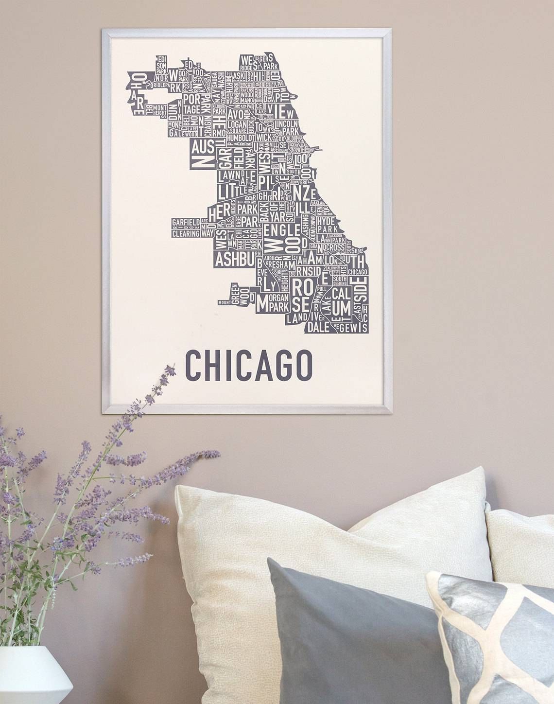 Chicago Neighborhood Map Poster The Original Chicago For Most Current Chicago Map Wall Art (View 15 of 20)